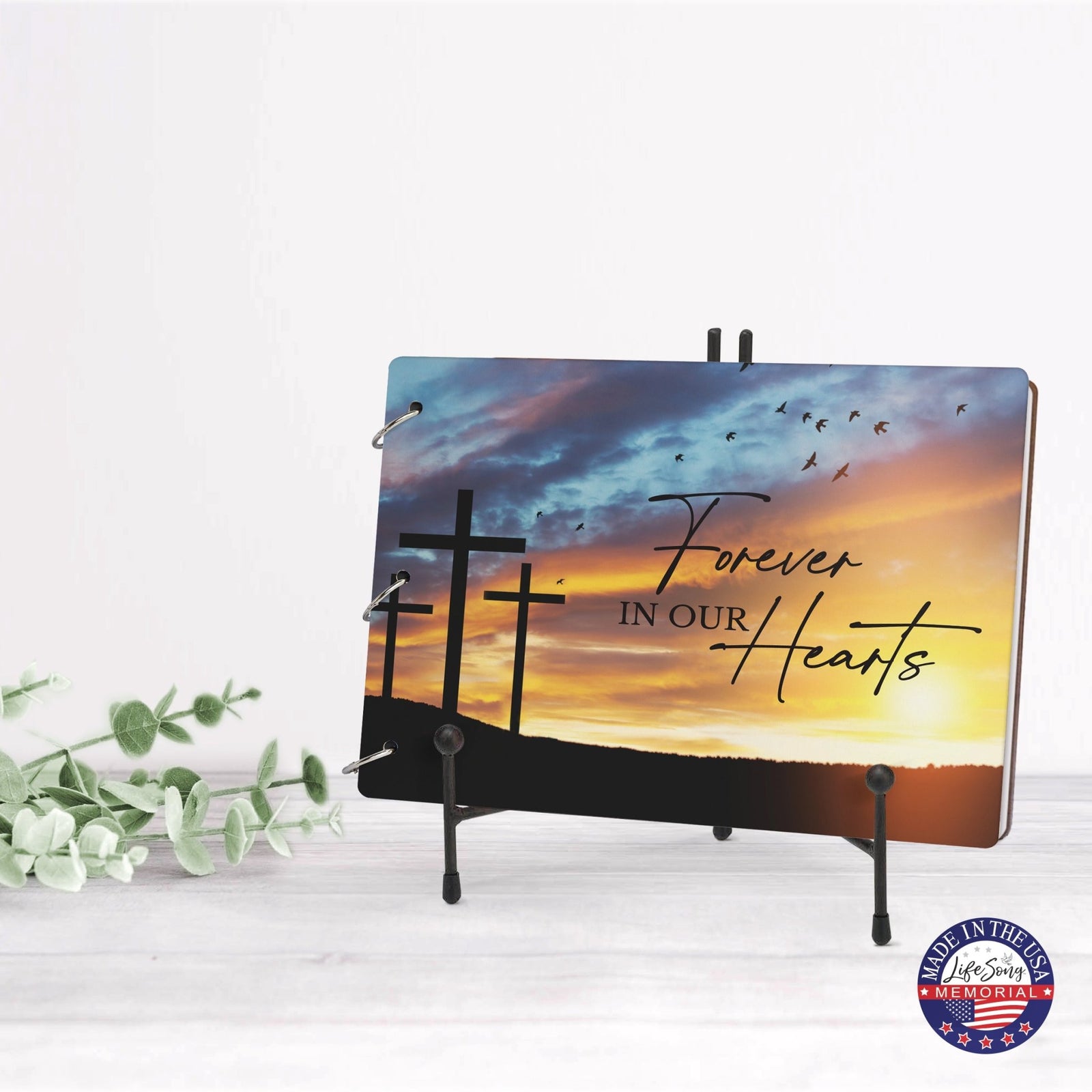 Celebration Of Life Funeral Guest Books For Memorial Services Registry With Wooden Cover - Forever In Our Hearts - LifeSong Milestones