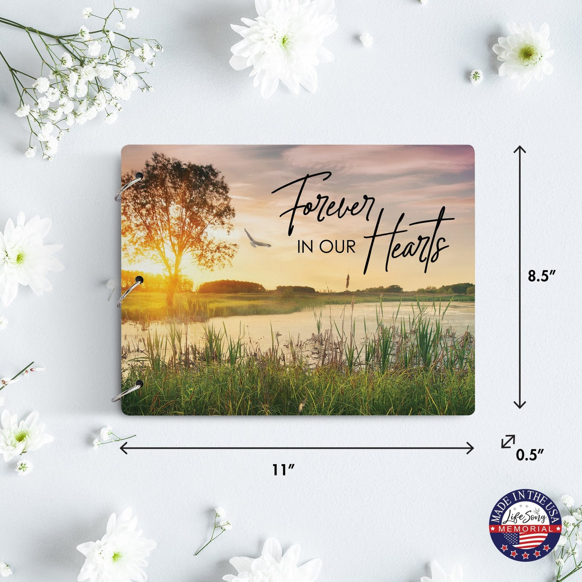 Celebration Of Life Funeral Guest Books For Memorial Services Registry With Wooden Cover - Forever In Our Hearts - LifeSong Milestones