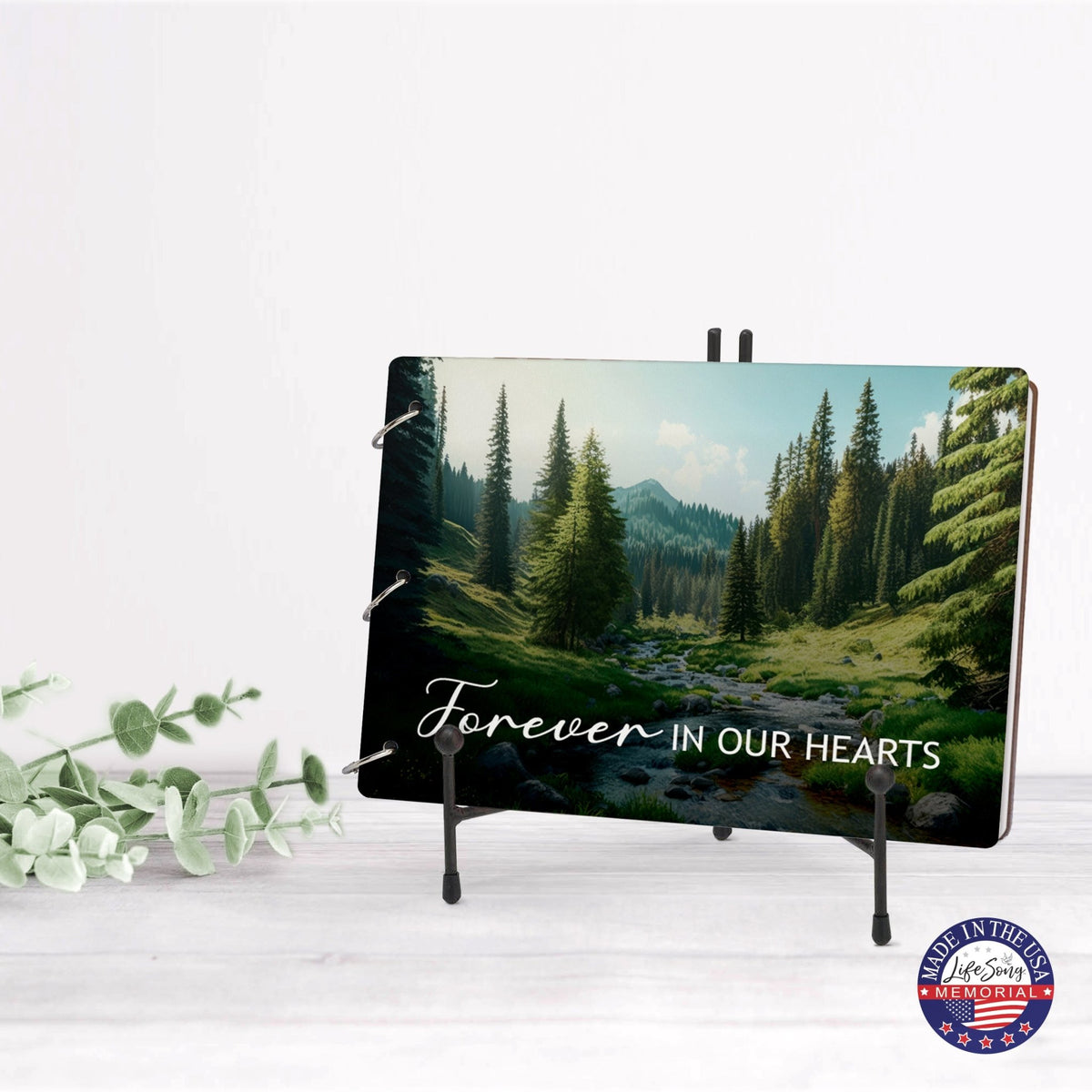 Celebration Of Life Funeral Guest Books For Memorial Services Registry With Wooden Cover - Forever In Our Hearts - LifeSong Milestones
