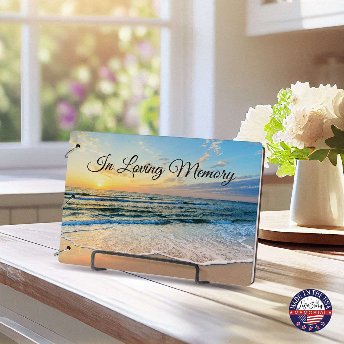 Celebration Of Life Funeral Guest Books For Memorial Services Registry With Wooden Cover - In Loving Memory - LifeSong Milestones