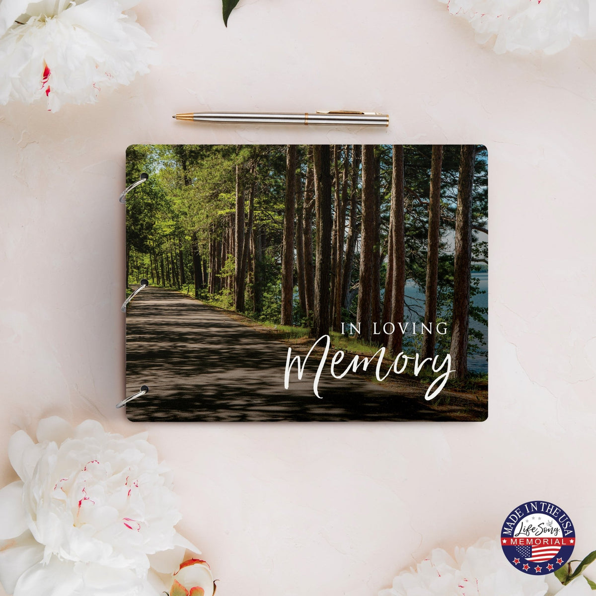 Celebration Of Life Funeral Guest Books For Memorial Services Registry With Wooden Cover - In Loving Memory - LifeSong Milestones