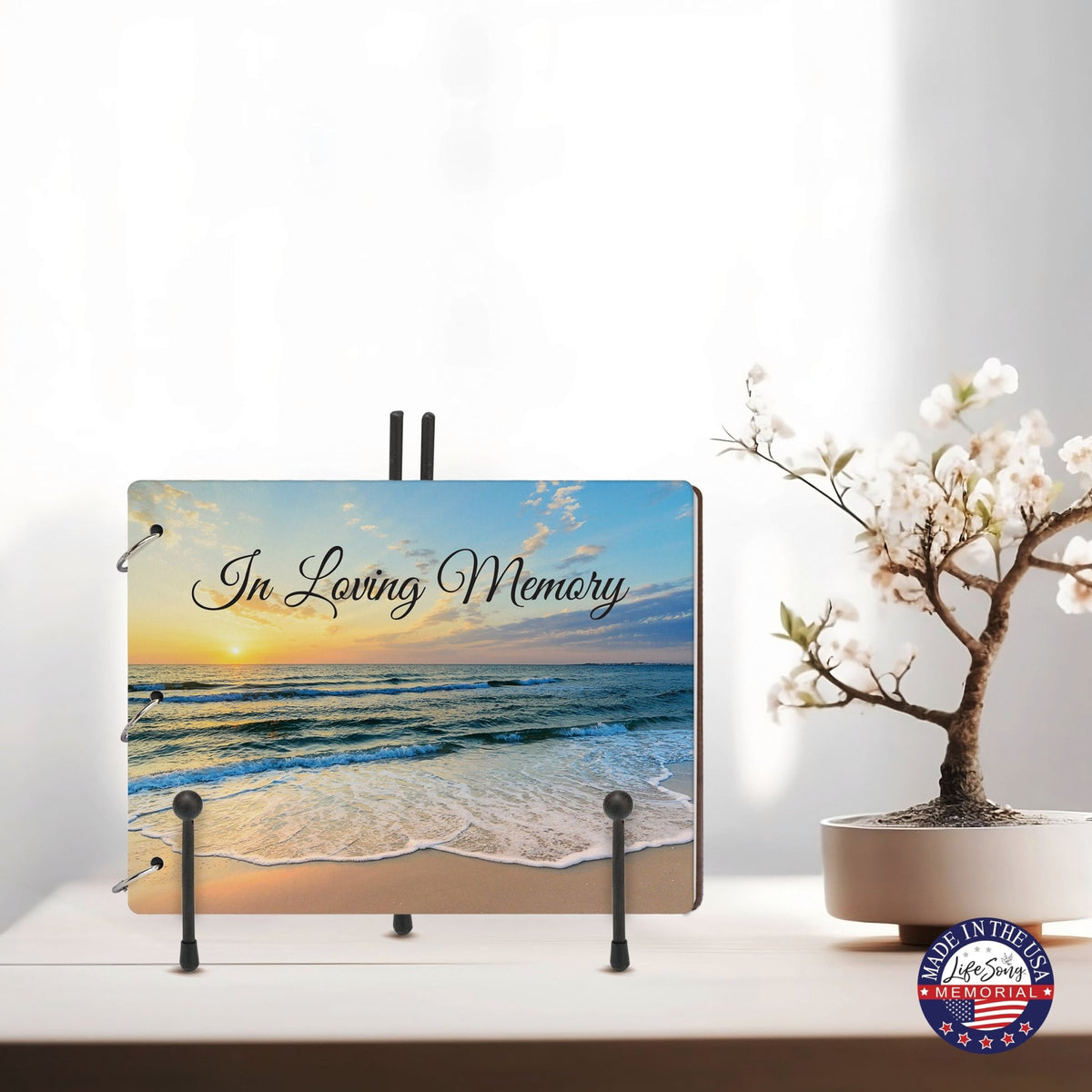 Celebration Of Life Funeral Guest Books For Memorial Services Registry With Wooden Cover - In Loving Memory - LifeSong Milestones