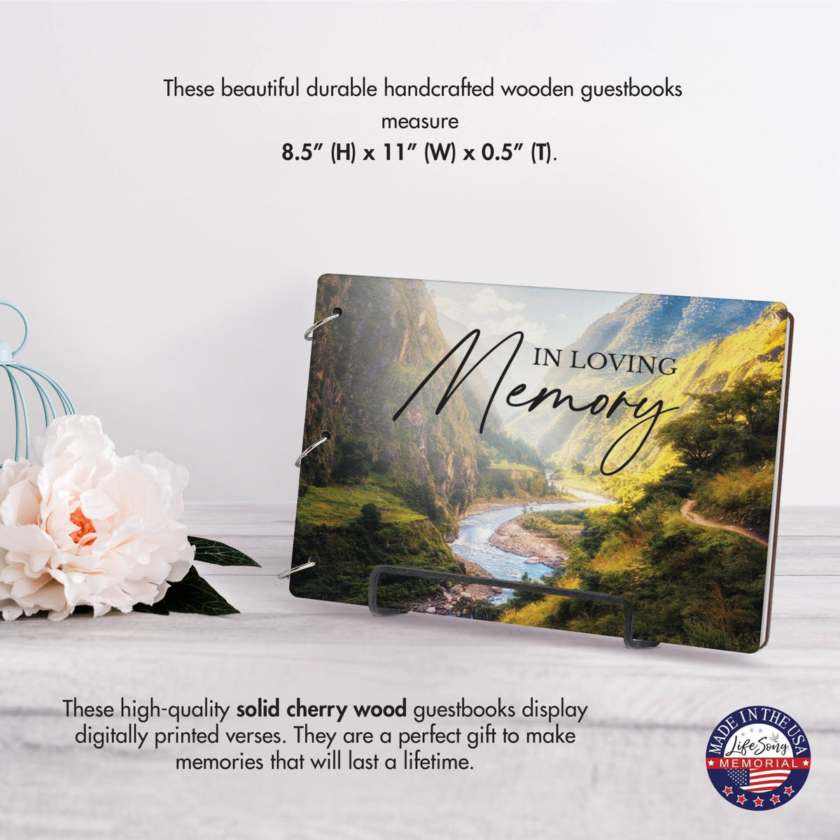 Celebration Of Life Funeral Guest Books For Memorial Services Registry With Wooden Cover - In Loving Memory - LifeSong Milestones
