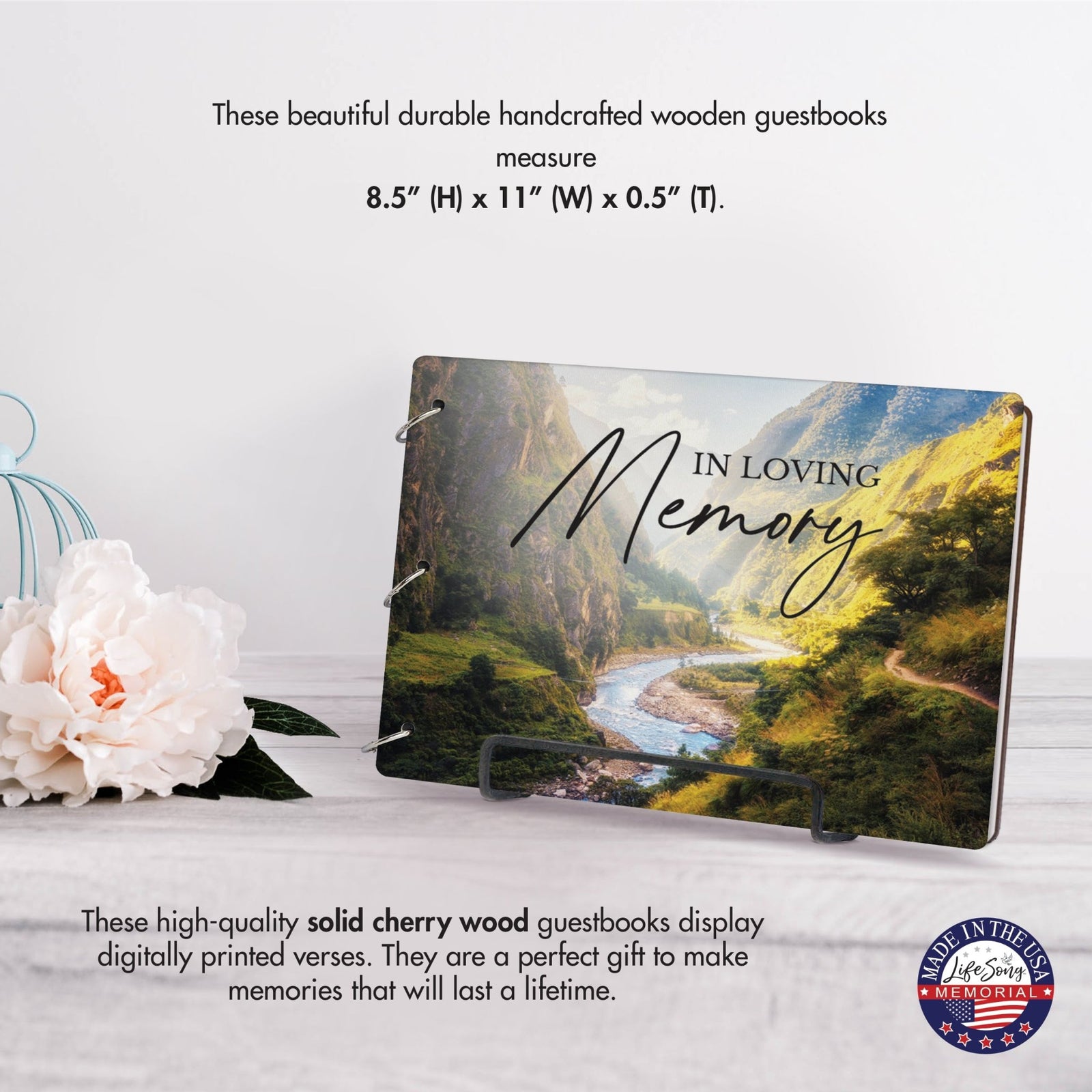 Celebration Of Life Funeral Guest Books For Memorial Services Registry With Wooden Cover - In Loving Memory - LifeSong Milestones