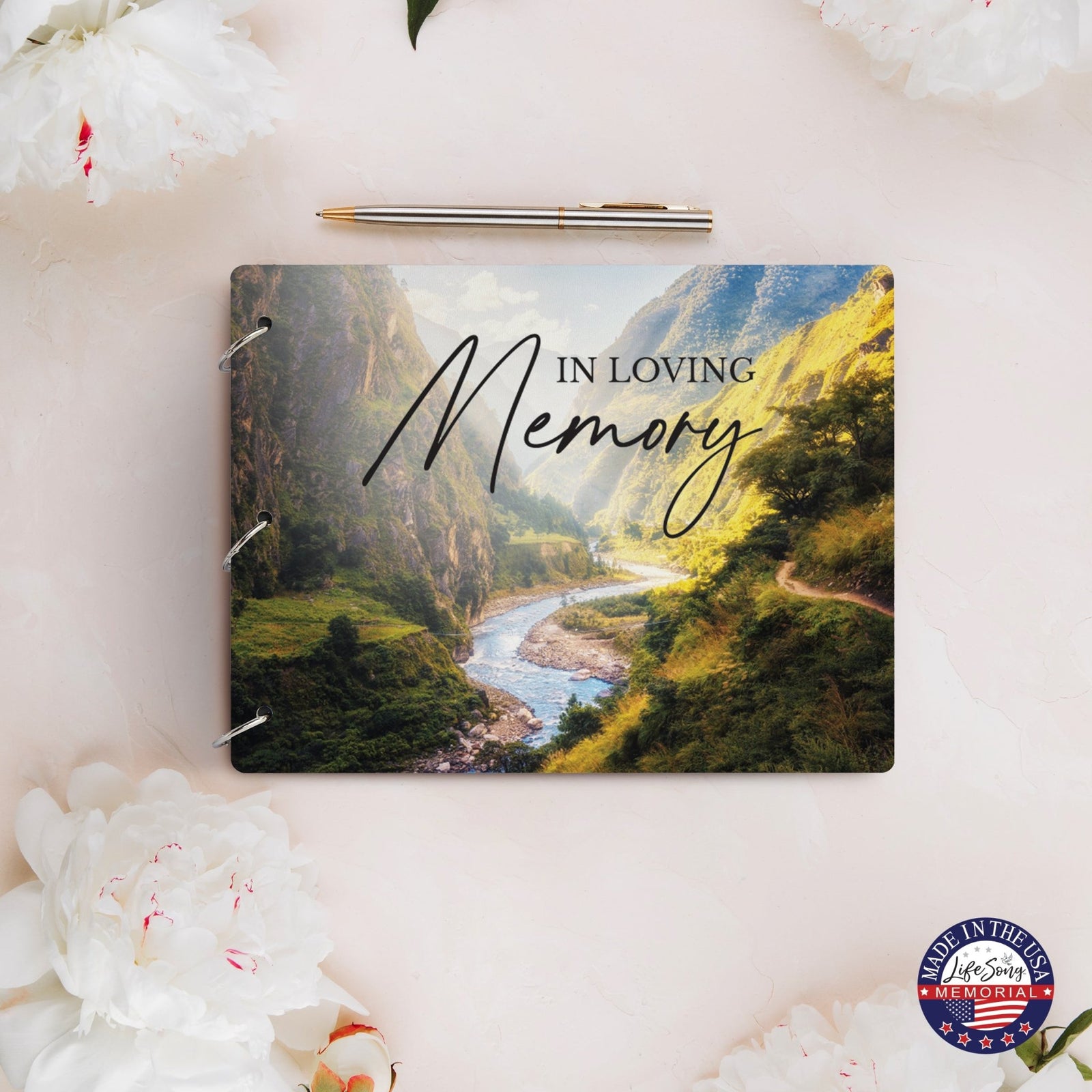 Celebration Of Life Funeral Guest Books For Memorial Services Registry With Wooden Cover - In Loving Memory - LifeSong Milestones