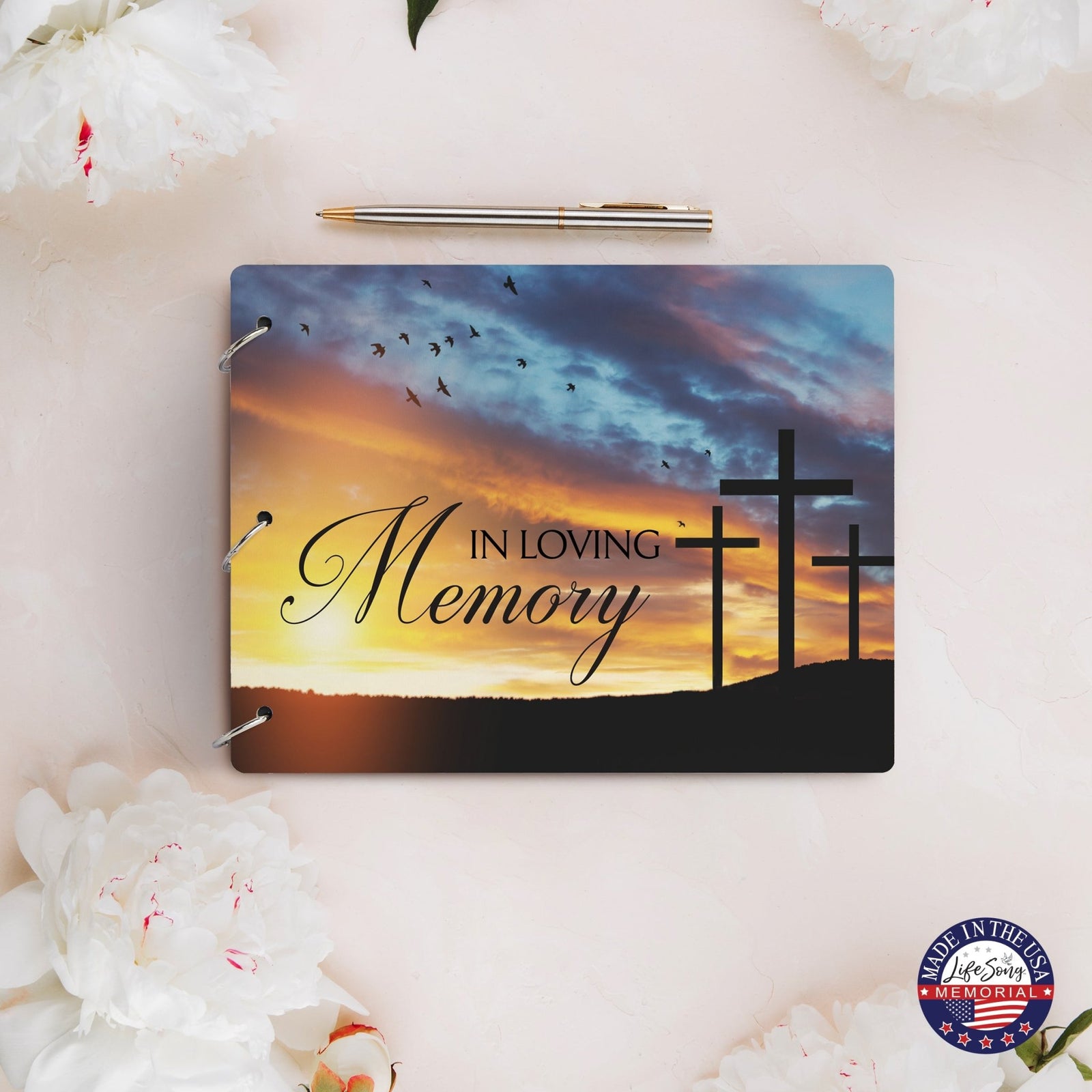 Celebration Of Life Funeral Guest Books For Memorial Services Registry With Wooden Cover - In Loving Memory - LifeSong Milestones