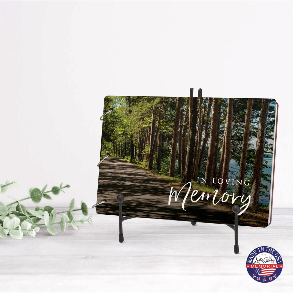 Celebration Of Life Funeral Guest Books For Memorial Services Registry With Wooden Cover - In Loving Memory - LifeSong Milestones