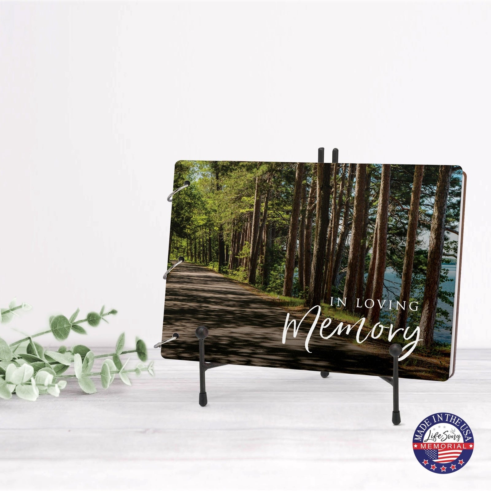 Celebration Of Life Funeral Guest Books For Memorial Services Registry With Wooden Cover - In Loving Memory - LifeSong Milestones