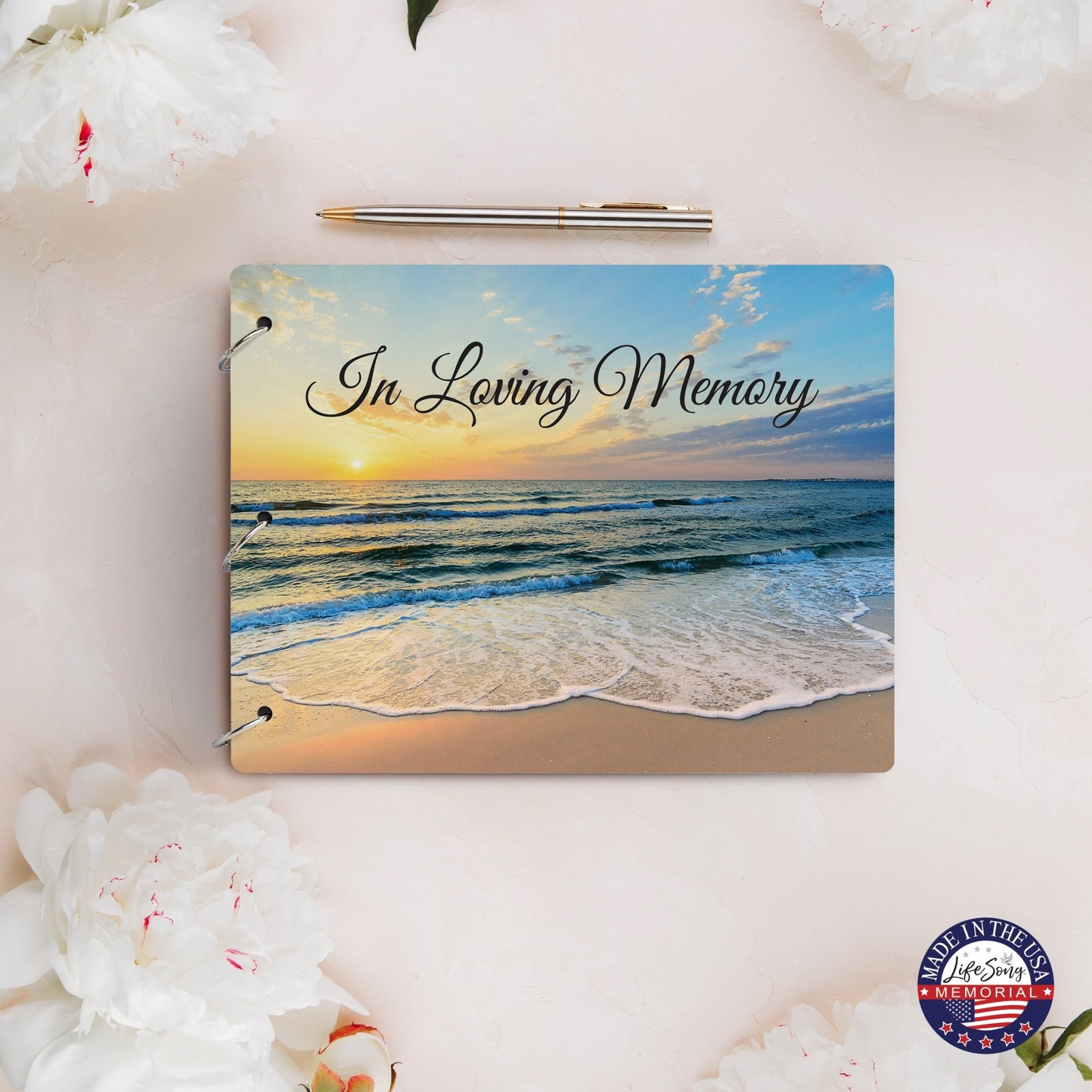 Celebration Of Life Funeral Guest Books For Memorial Services Registry With Wooden Cover - In Loving Memory - LifeSong Milestones