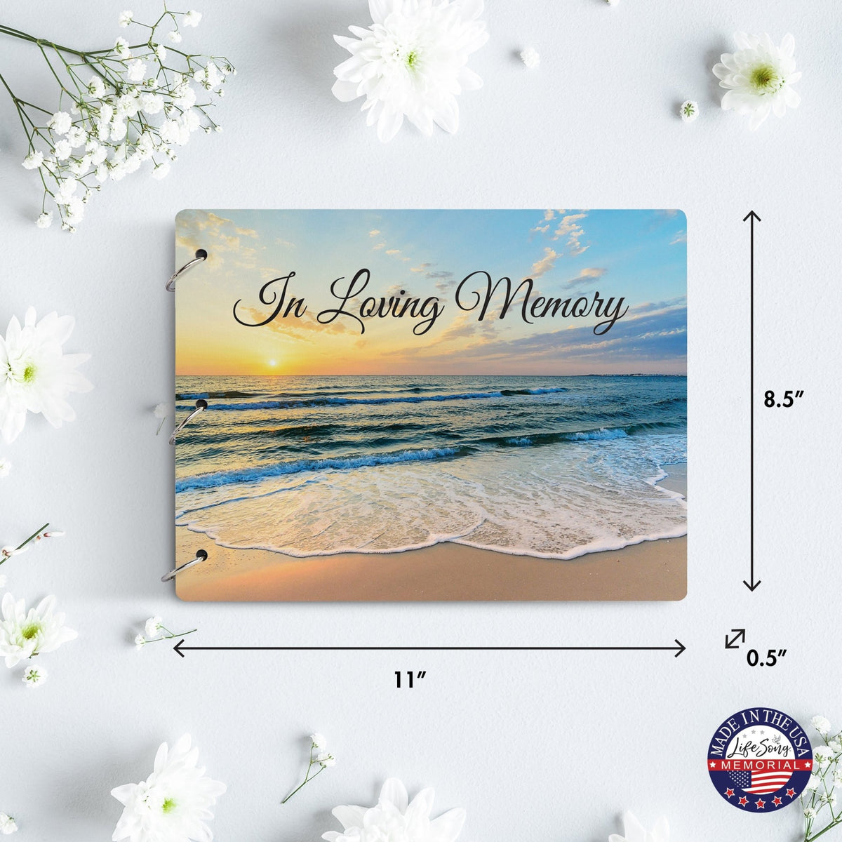 Celebration Of Life Funeral Guest Books For Memorial Services Registry With Wooden Cover - In Loving Memory - LifeSong Milestones