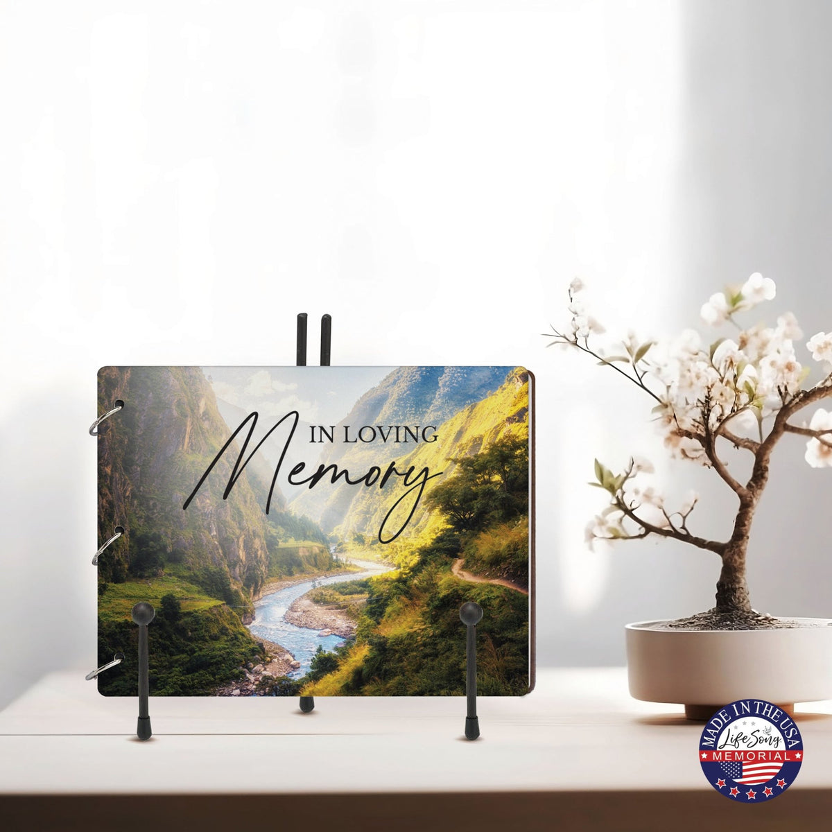 Celebration Of Life Funeral Guest Books For Memorial Services Registry With Wooden Cover - In Loving Memory - LifeSong Milestones