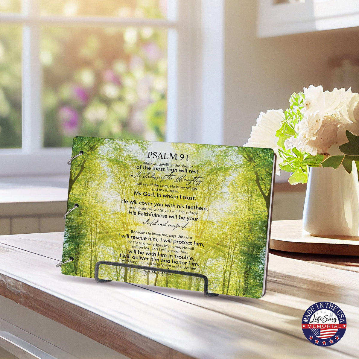 Celebration Of Life Funeral Guest Books For Memorial Services Registry With Wooden Cover - Psalm 91 - LifeSong Milestones