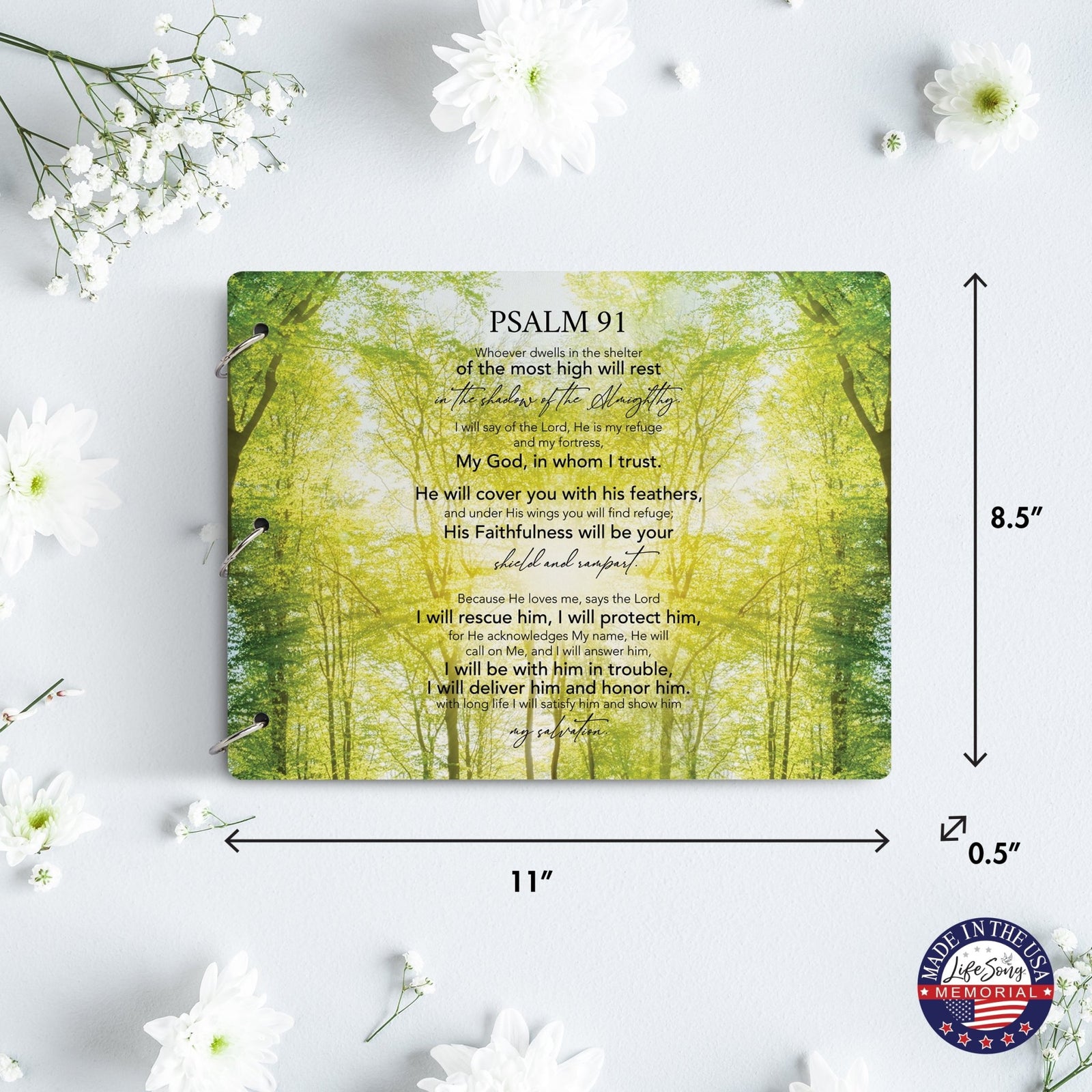 Celebration Of Life Funeral Guest Books For Memorial Services Registry With Wooden Cover - Psalm 91 - LifeSong Milestones