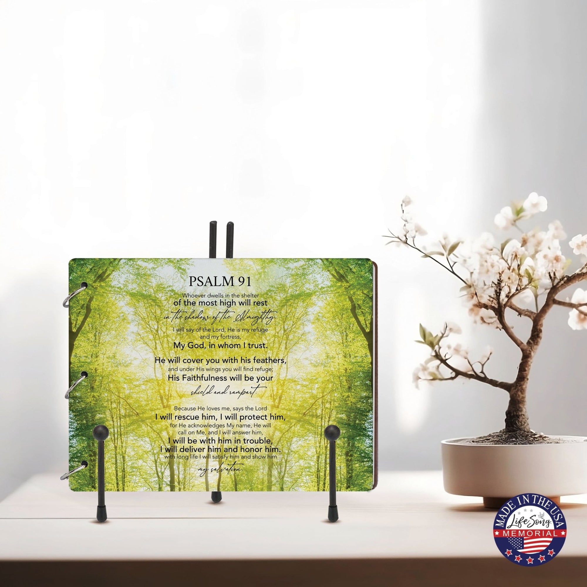 Celebration Of Life Funeral Guest Books For Memorial Services Registry With Wooden Cover - Psalm 91 - LifeSong Milestones