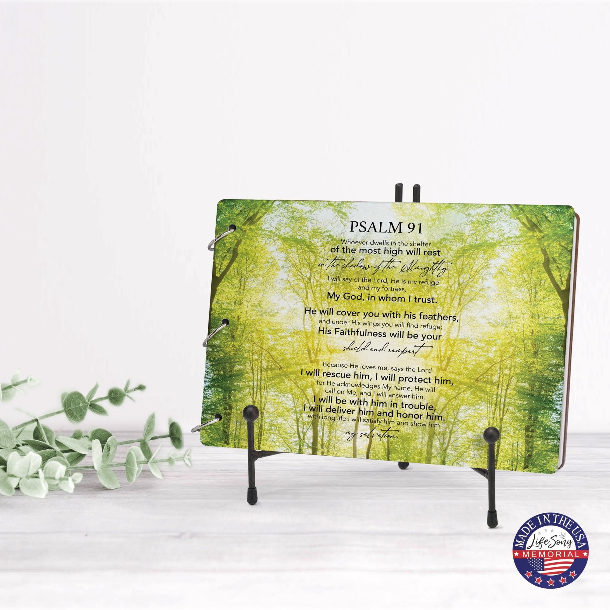 Celebration Of Life Funeral Guest Books For Memorial Services Registry With Wooden Cover - Psalm 91 - LifeSong Milestones
