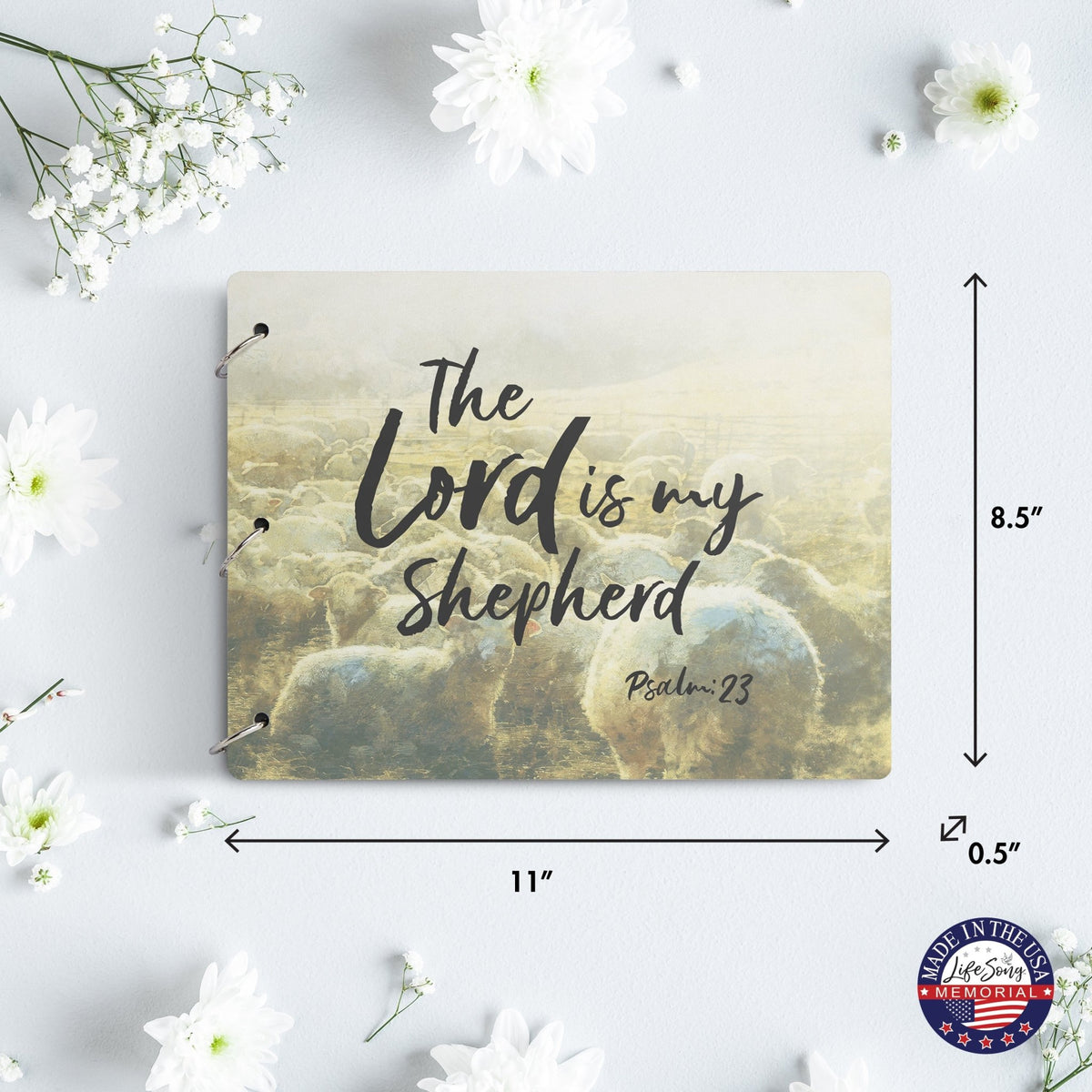 Celebration Of Life Funeral Guest Books For Memorial Services Registry With Wooden Cover - The Lord Is My Shepherd - LifeSong Milestones