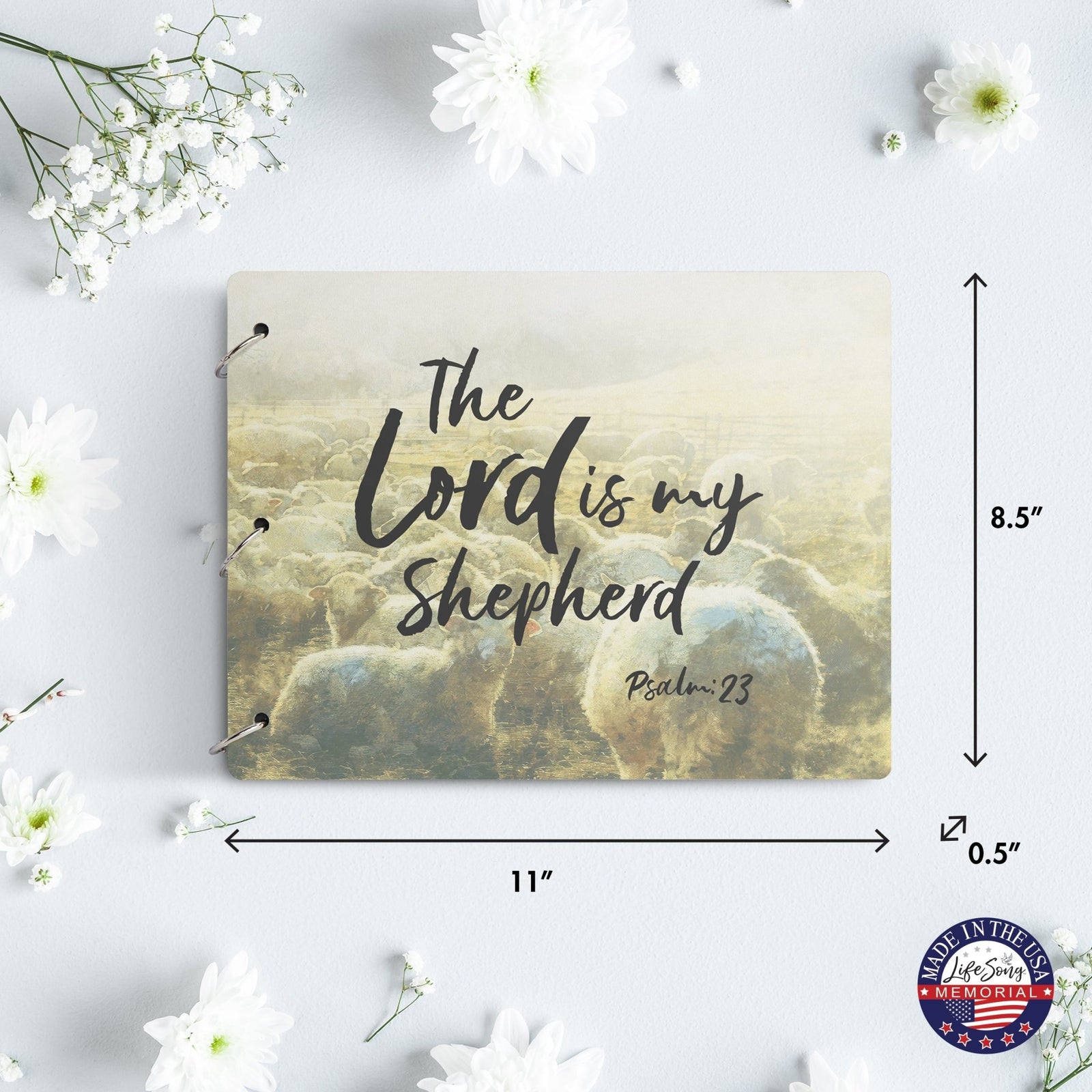 Celebration Of Life Funeral Guest Books For Memorial Services Registry With Wooden Cover - The Lord Is My Shepherd - LifeSong Milestones