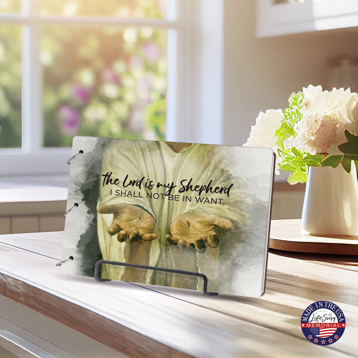 Celebration Of Life Funeral Guest Books For Memorial Services Registry With Wooden Cover - The Lord Is My Shepherd - LifeSong Milestones