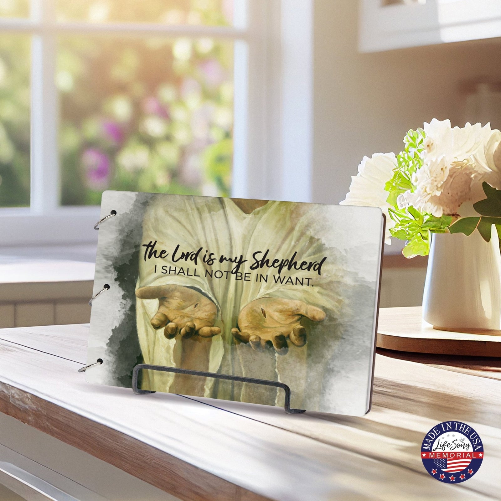 Celebration Of Life Funeral Guest Books For Memorial Services Registry With Wooden Cover - The Lord Is My Shepherd - LifeSong Milestones