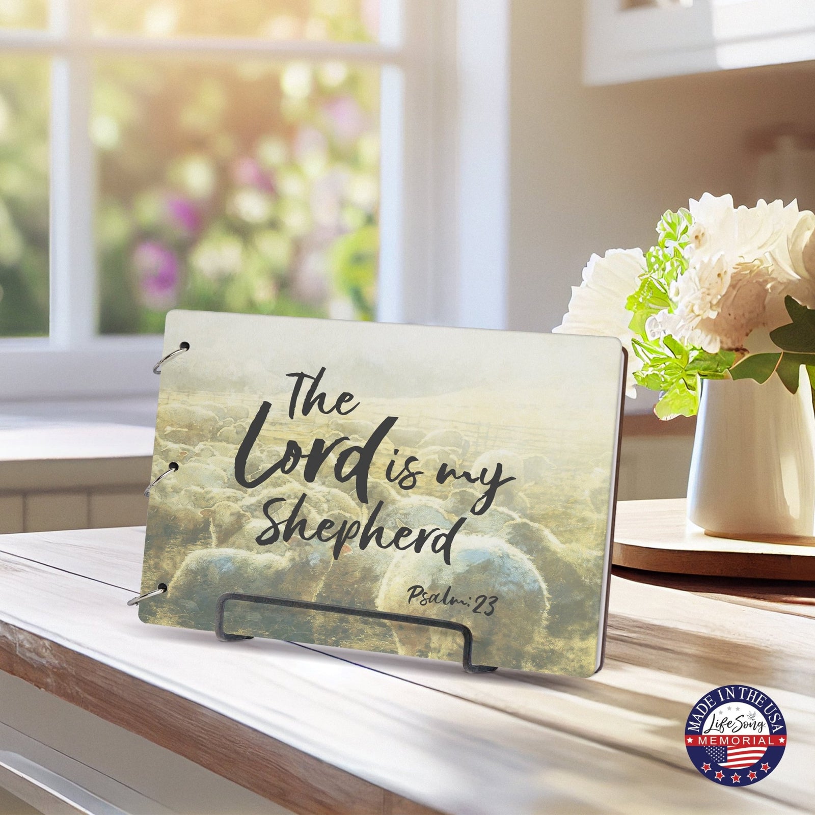 Celebration Of Life Funeral Guest Books For Memorial Services Registry With Wooden Cover - The Lord Is My Shepherd - LifeSong Milestones