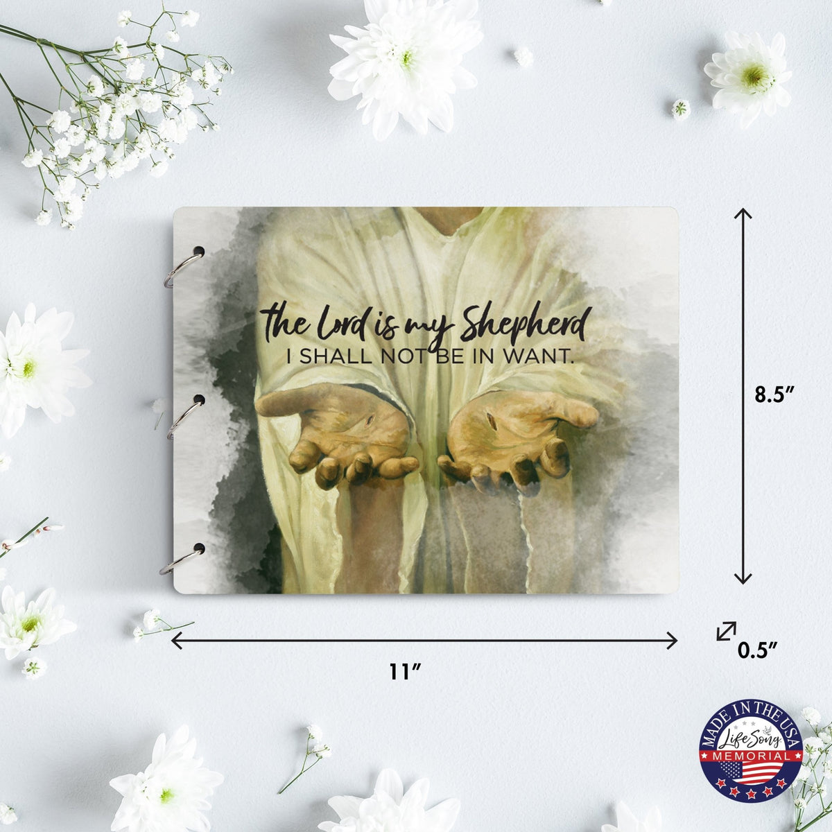 Celebration Of Life Funeral Guest Books For Memorial Services Registry With Wooden Cover - The Lord Is My Shepherd - LifeSong Milestones
