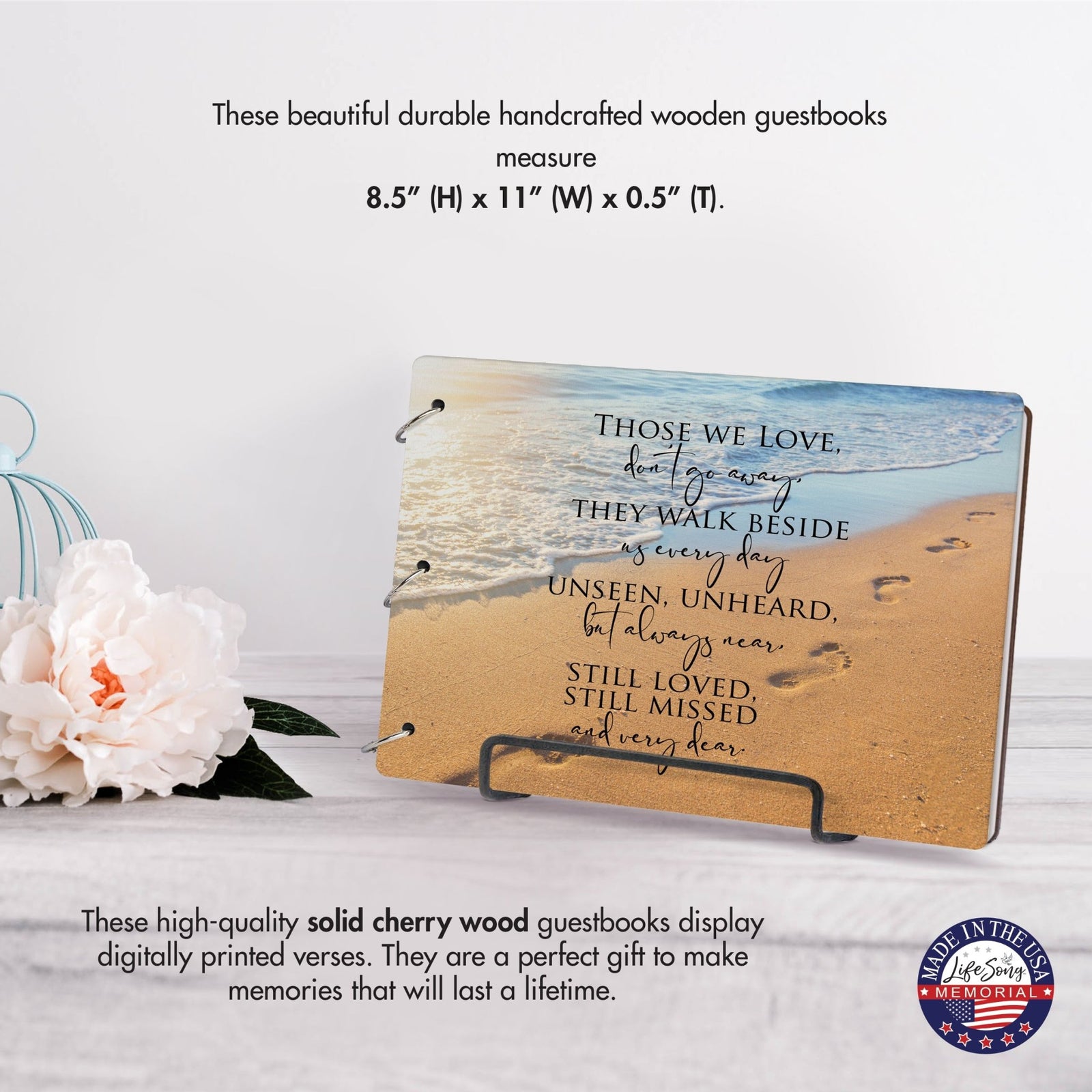 Celebration Of Life Funeral Guest Books For Memorial Services Registry With Wooden Cover - Those We Love - LifeSong Milestones