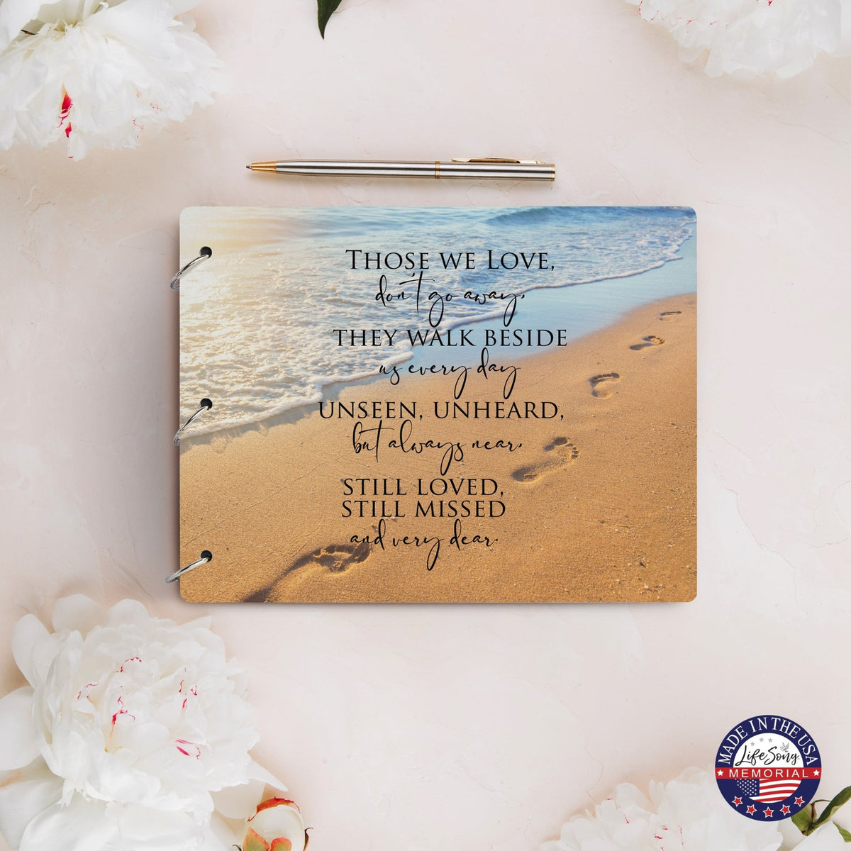 Celebration Of Life Funeral Guest Books For Memorial Services Registry With Wooden Cover - Those We Love - LifeSong Milestones