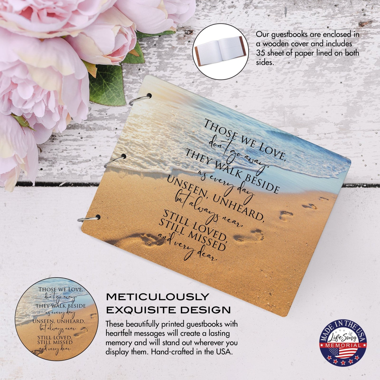 Celebration Of Life Funeral Guest Books For Memorial Services Registry With Wooden Cover - Those We Love - LifeSong Milestones