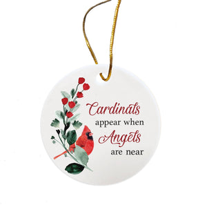 Ceramic Memorial Ornament for Loss of Loved One Cardinal Appear with Angels - LifeSong Milestones