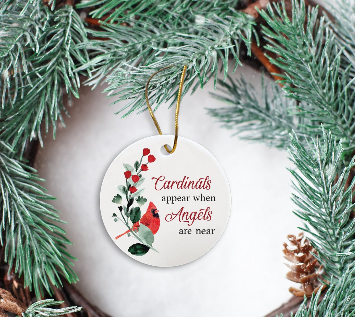 Ceramic Memorial Ornament for Loss of Loved One Cardinal Appear with Angels - LifeSong Milestones