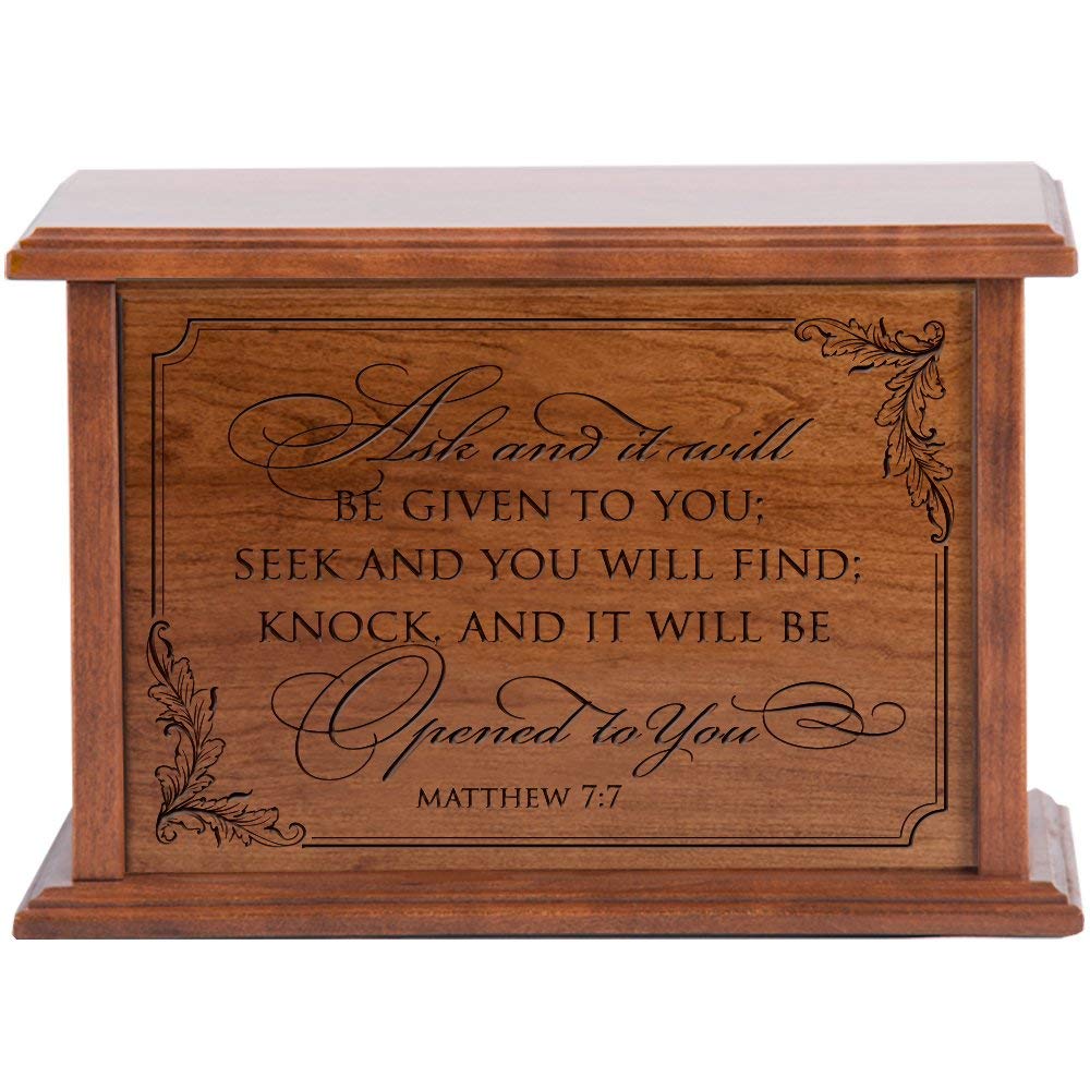 Cherry Wood Cremation Urn Seek And You Will Find - LifeSong Milestones