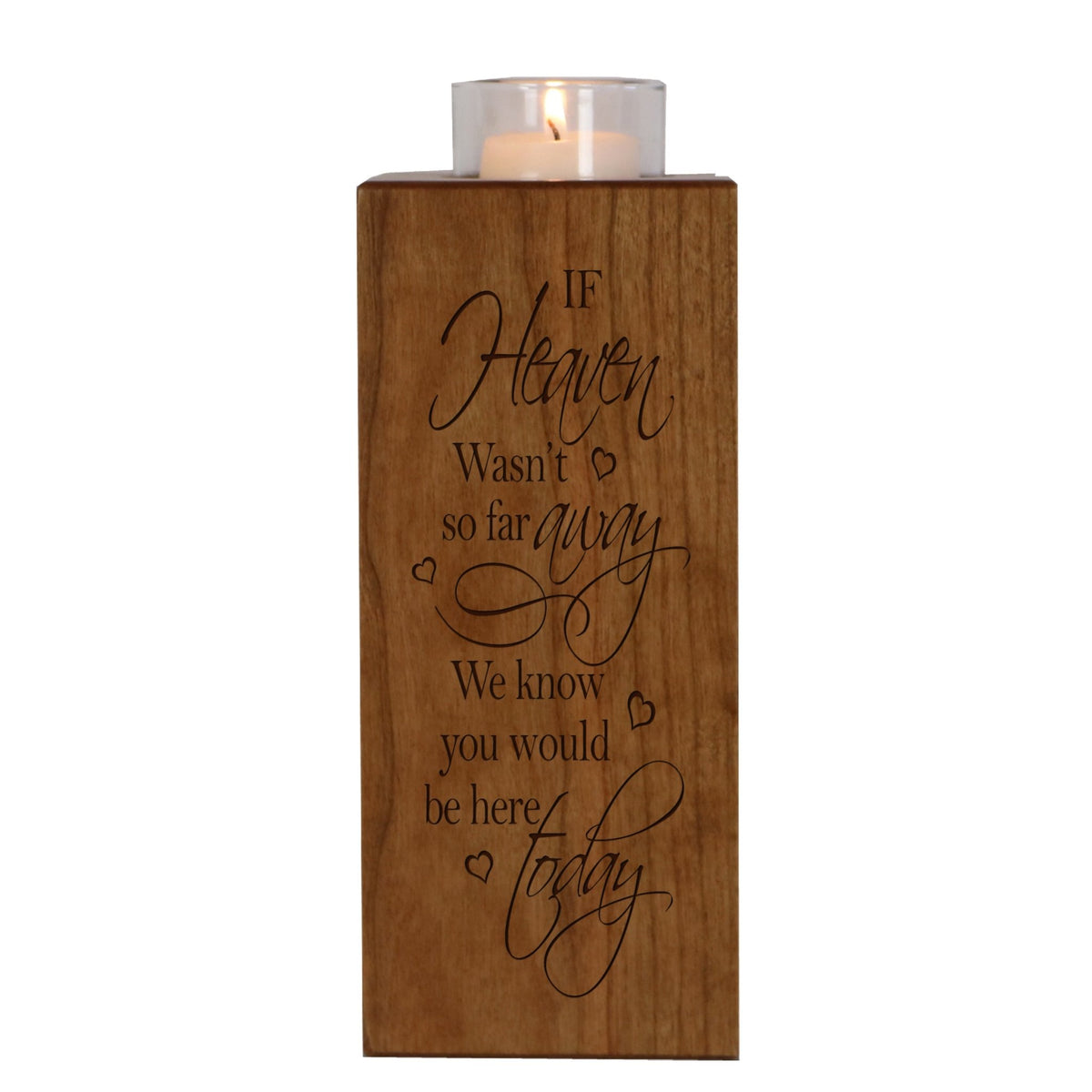 Cherry Wood Single Votive Candle Holder If Heaven - LifeSong Milestones