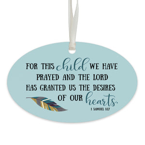 Child Baptism Blue Hanging Ornament Verse Gift for Godson - LifeSong Milestones