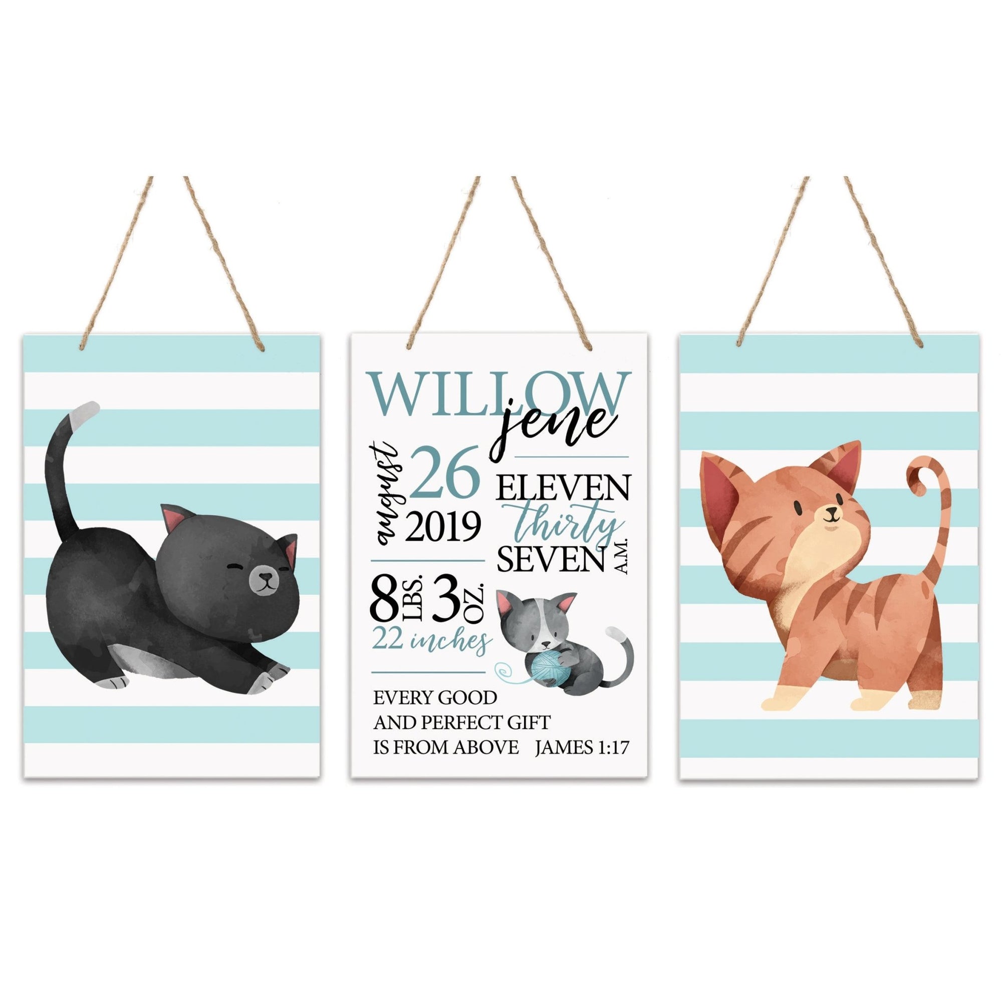 Childrens Wall Decor For Boys and Girls Bedroom - Cats - LifeSong Milestones