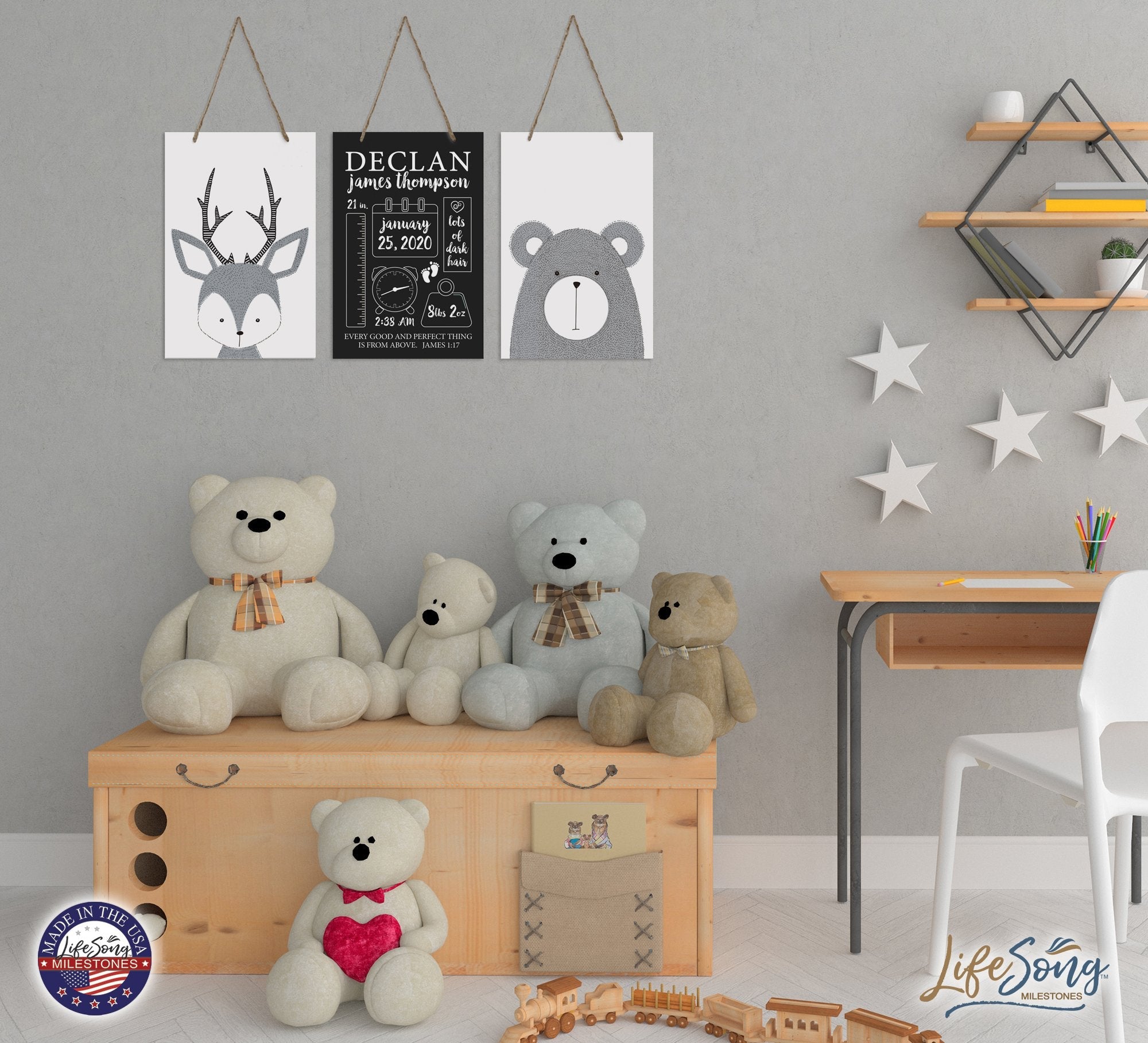 Childrens Wall Decor For Boys and Girls Bedroom - Deer - LifeSong Milestones