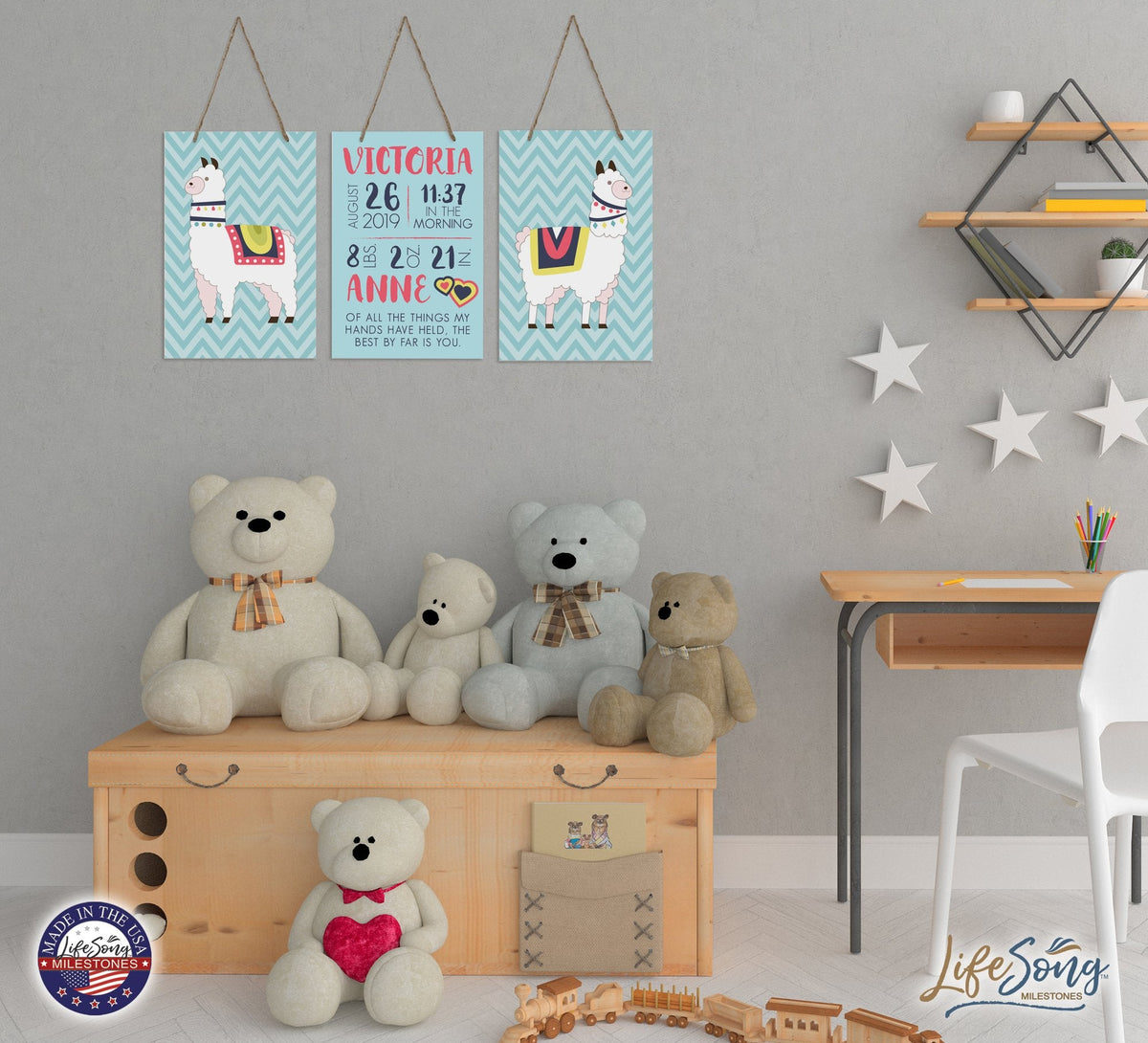 Childrens Wall Decor For Boys and Girls Bedroom - Llamas - LifeSong Milestones