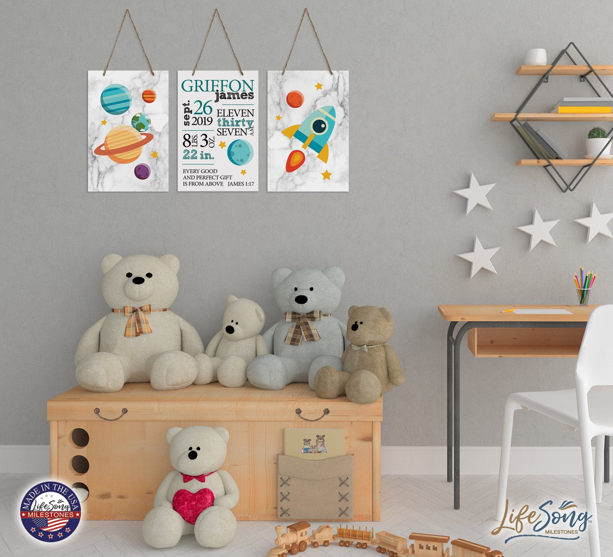 Childrens Wall Decor For Boys and Girls Bedroom - Planets - LifeSong Milestones