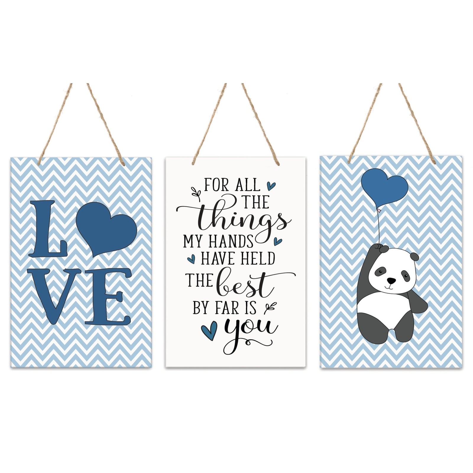 Childrens Wall Decor Set For Boys Bedroom - Blue - LifeSong Milestones