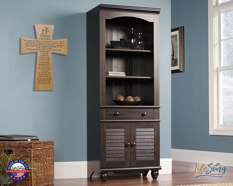 Christian Wood Wall Cross - The Lord is my shepherd (PSALM 23) - LifeSong Milestones