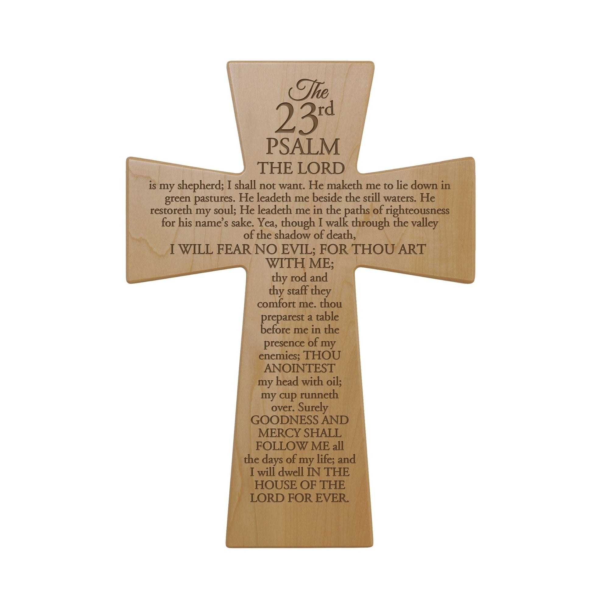 Christian Wood Wall Cross - The Lord is my shepherd (PSALM 23) - LifeSong Milestones