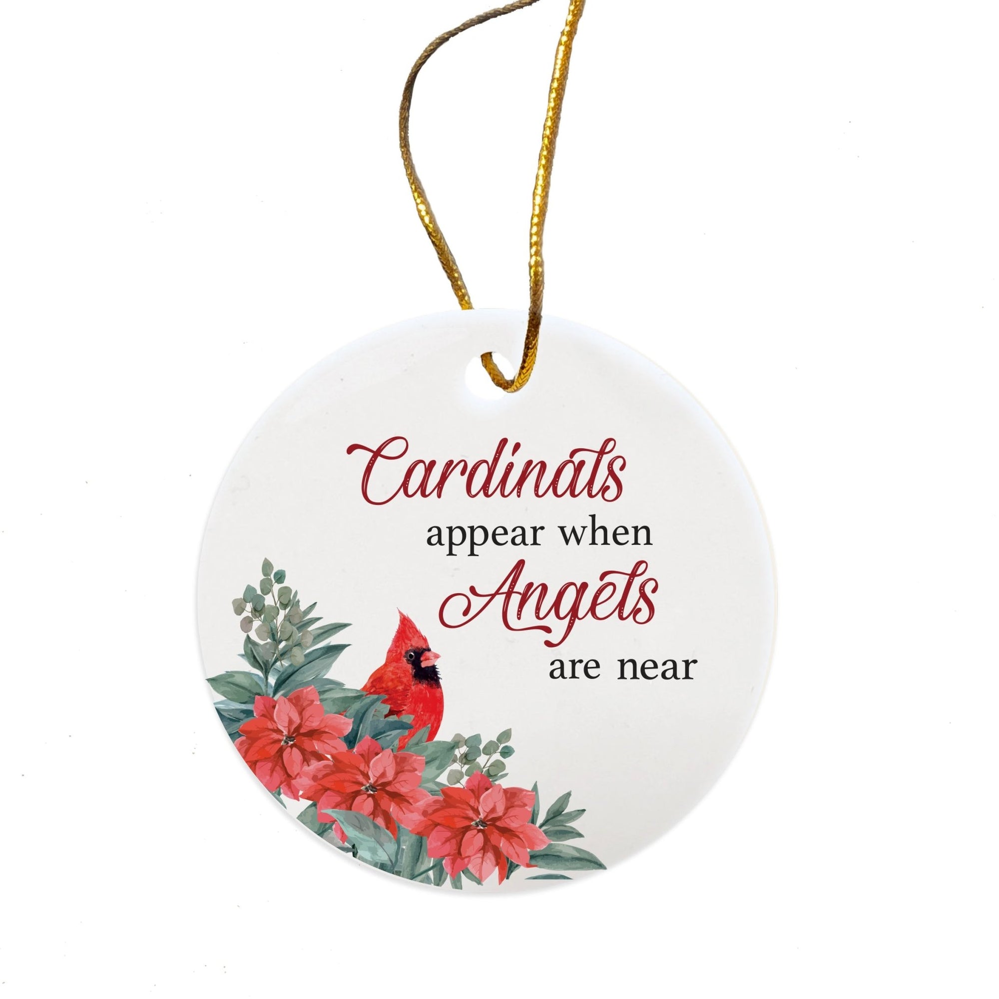 Christmas Cardinal Memorial Ceramic Ornament - Angels Appear - LifeSong Milestones