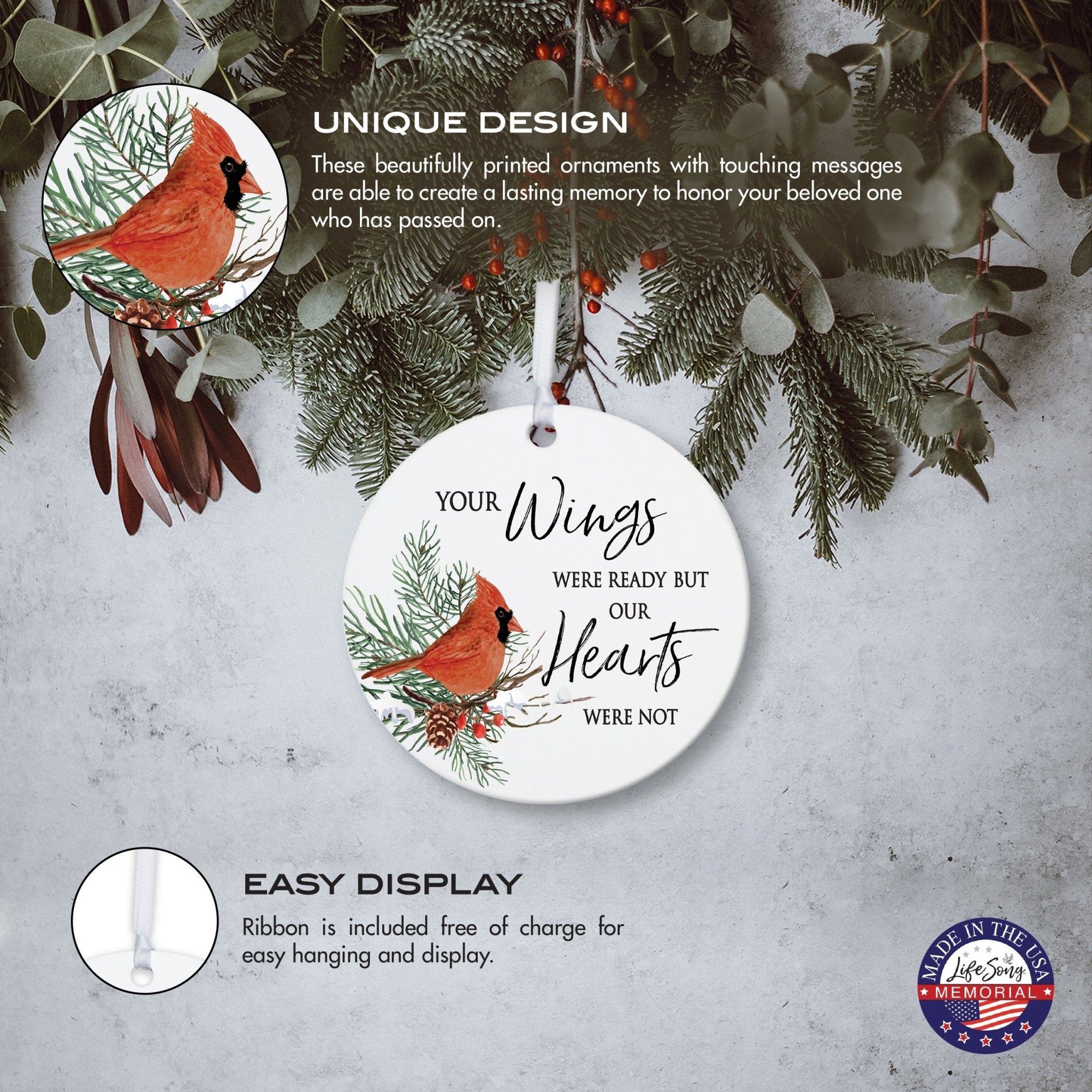 Christmas Hanging Memorial Round Ornament Signs for Bereavement Gifts - LifeSong Milestones