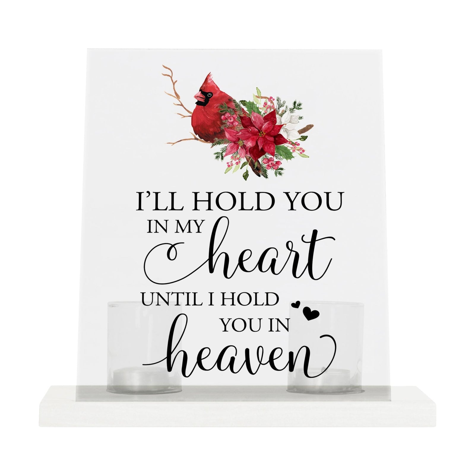 A beautiful display of memory and love, with a candle holder for tealights and votive candles.