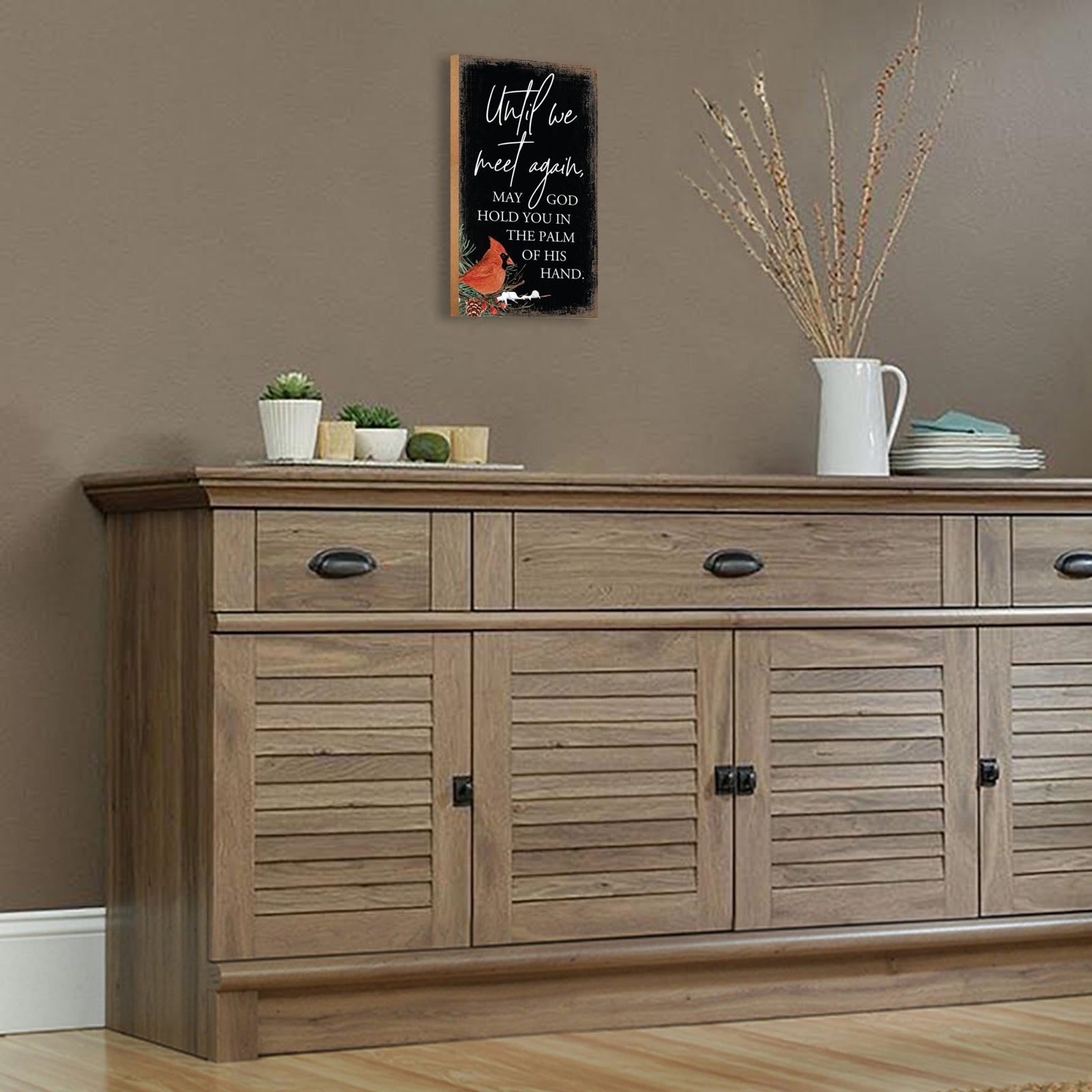 Memorial gifts for the loss of a loved one: A meaningful wooden plaque with a cardinal motif.