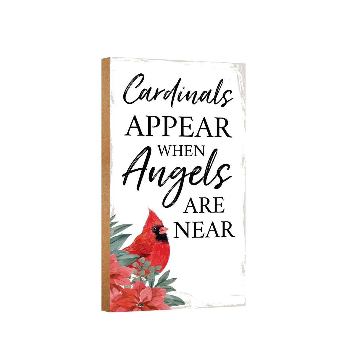 An elegant wooden memorial wall plaque adorned with a cardinal, designed to honor and cherish the memory of your loved one.