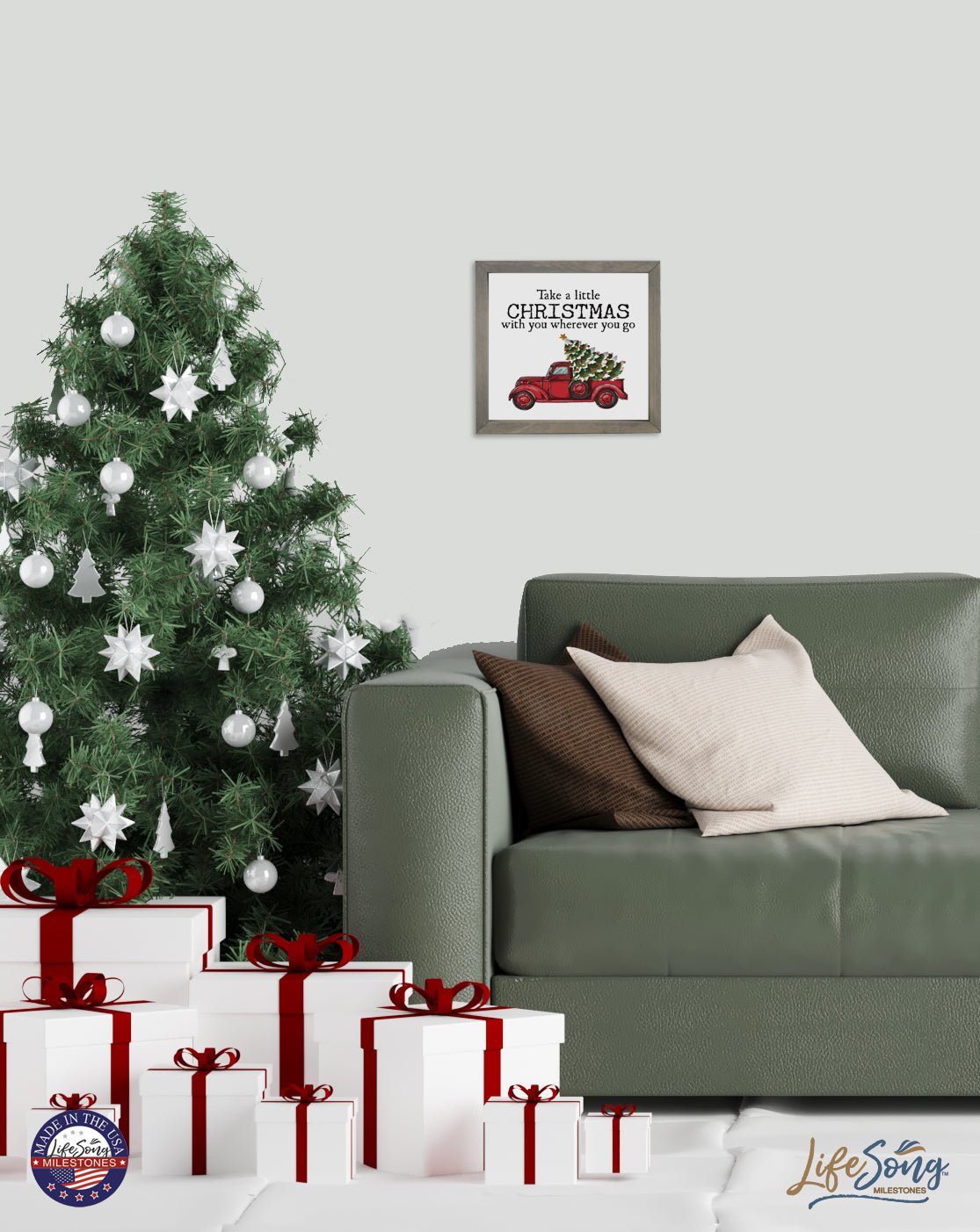 Christmas Red Farm Truck Shelf Décor - Take Christmas Wherever You Go - LifeSong Milestones