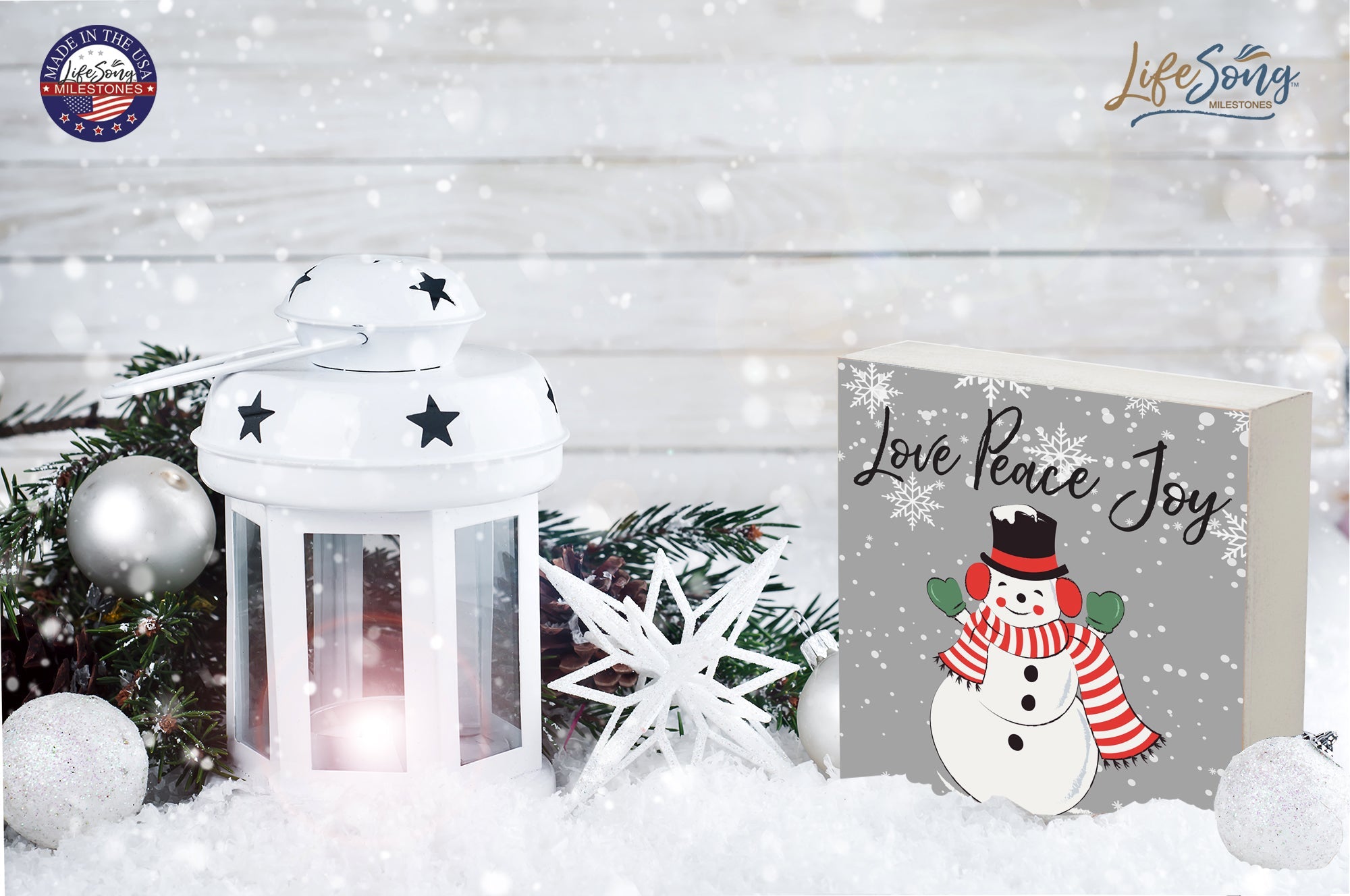 Christmas Shelf Décor - Love Peace Joy - LifeSong Milestones