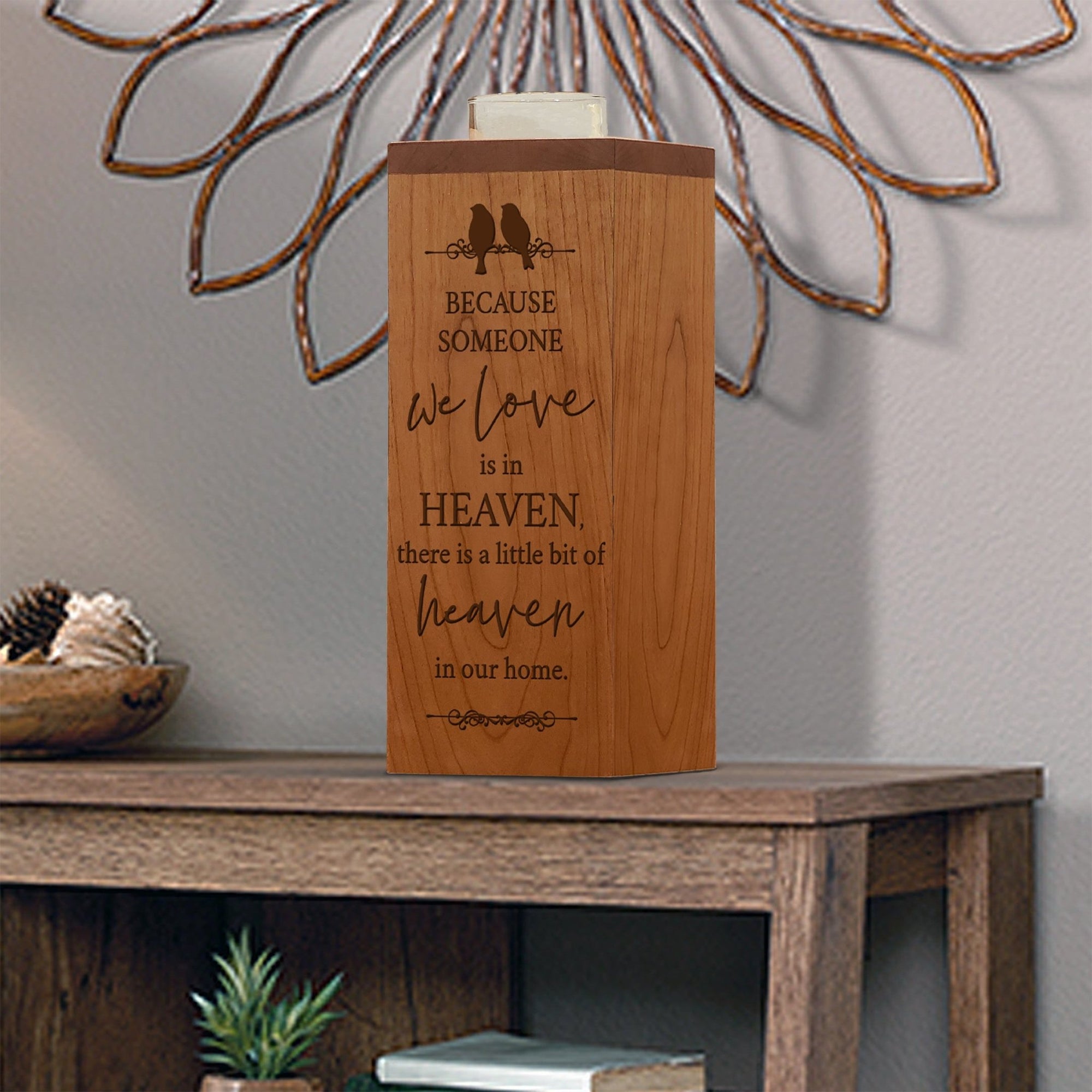 Cozy Cardinal Memorial Vertical Urns With Single Candle Holder For Human Ashes - Because Someone We Love - LifeSong Milestones