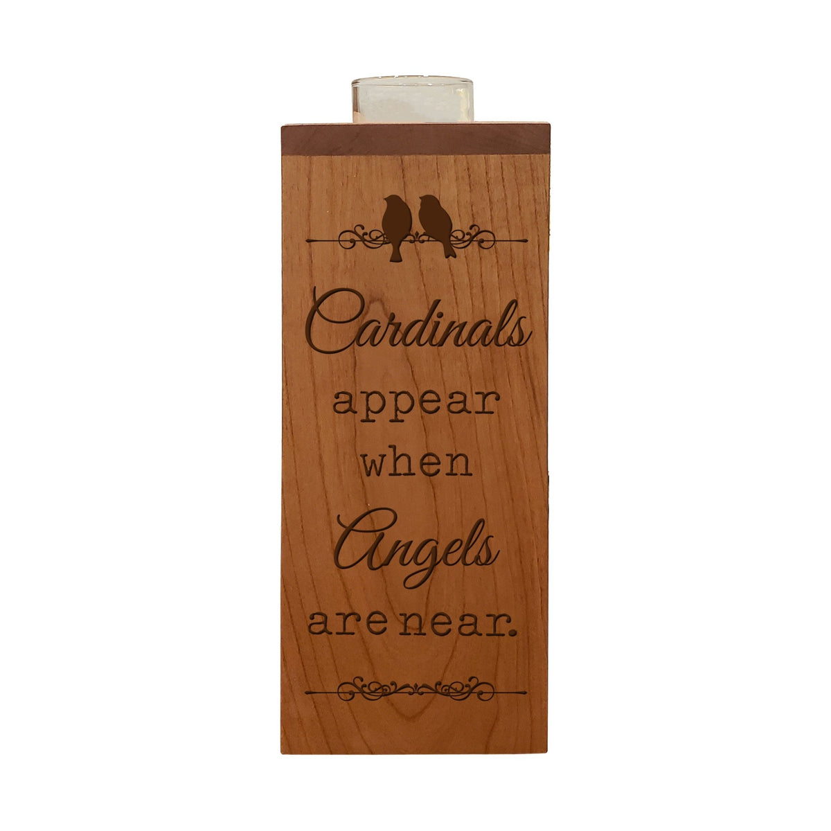 Cozy Cardinal Memorial Vertical Urns With Single Candle Holder For Human Ashes - Cardinals Appear - LifeSong Milestones
