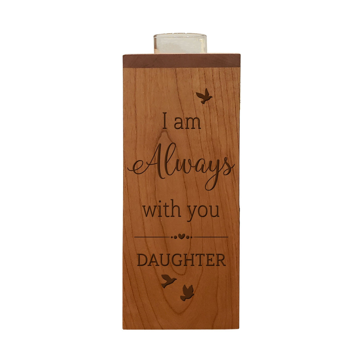 Cozy Cardinal Memorial Vertical Urns With Single Candle Holder For Human Ashes - I Am Always Daughter - LifeSong Milestones